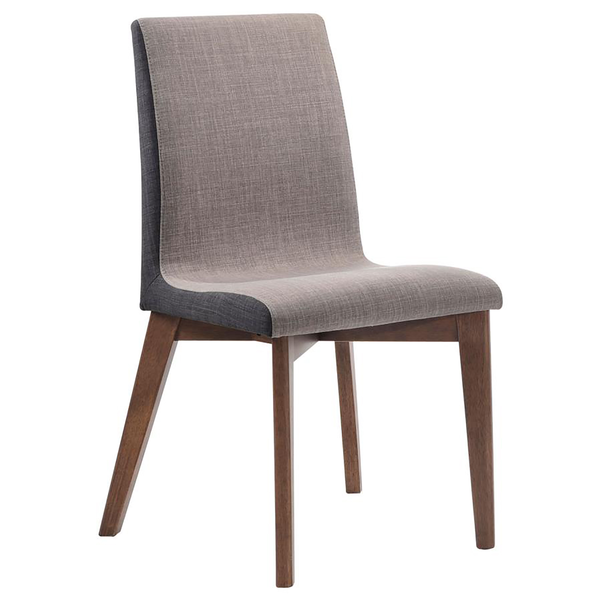 Grey and Natural Walnut Upholstered Side Chairs (Set of 2)