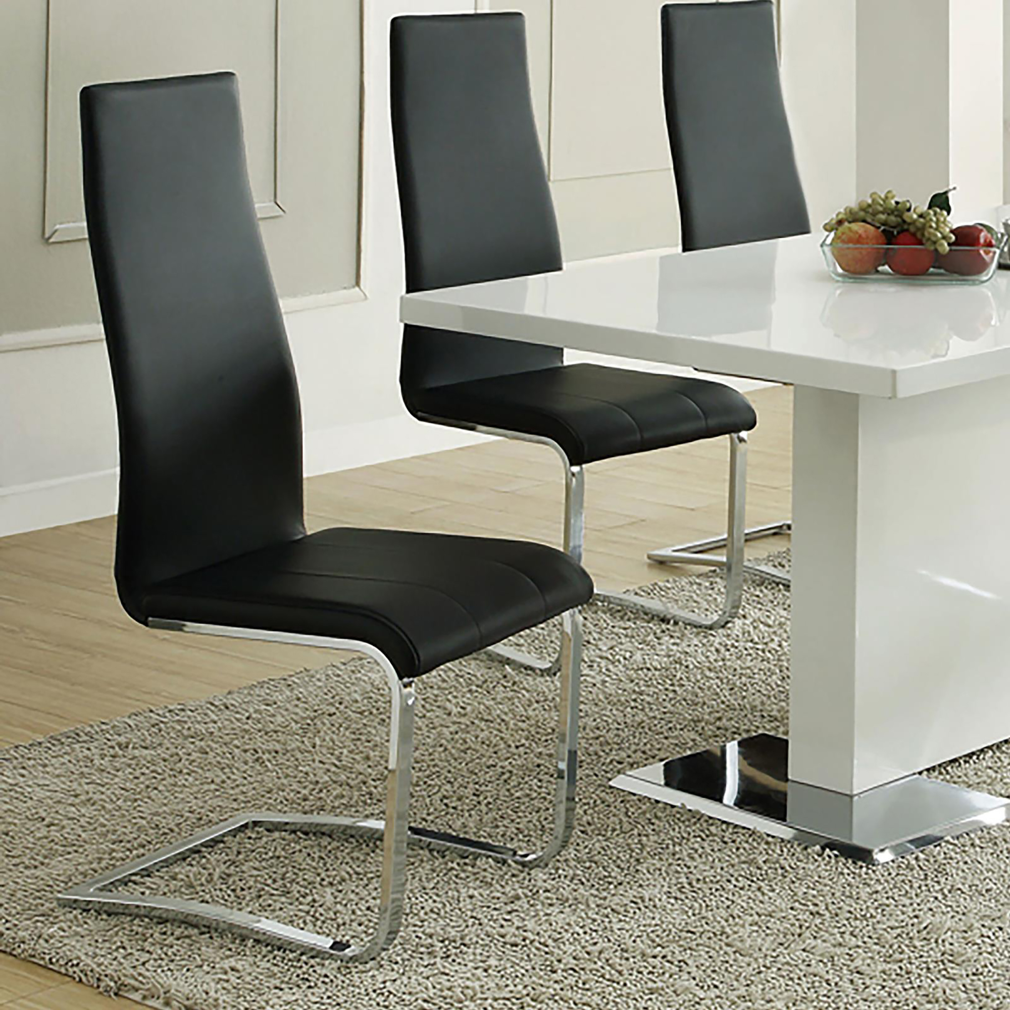 Black and Chrome High Back Side Chairs (Set of 4)