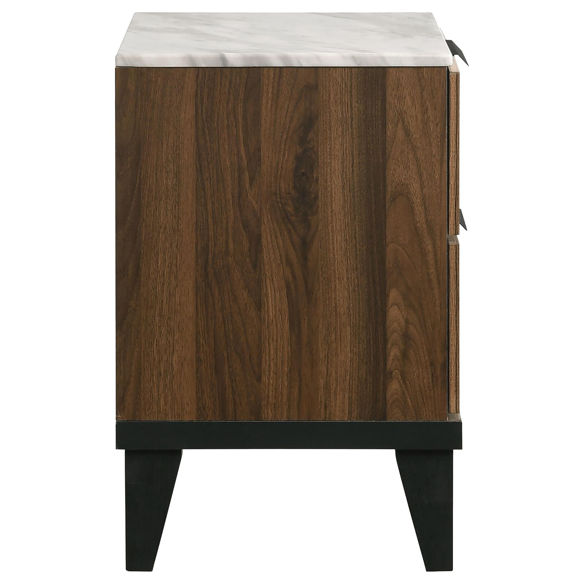 Walnut Brown 2-drawer Faux Marble Top Nightstand