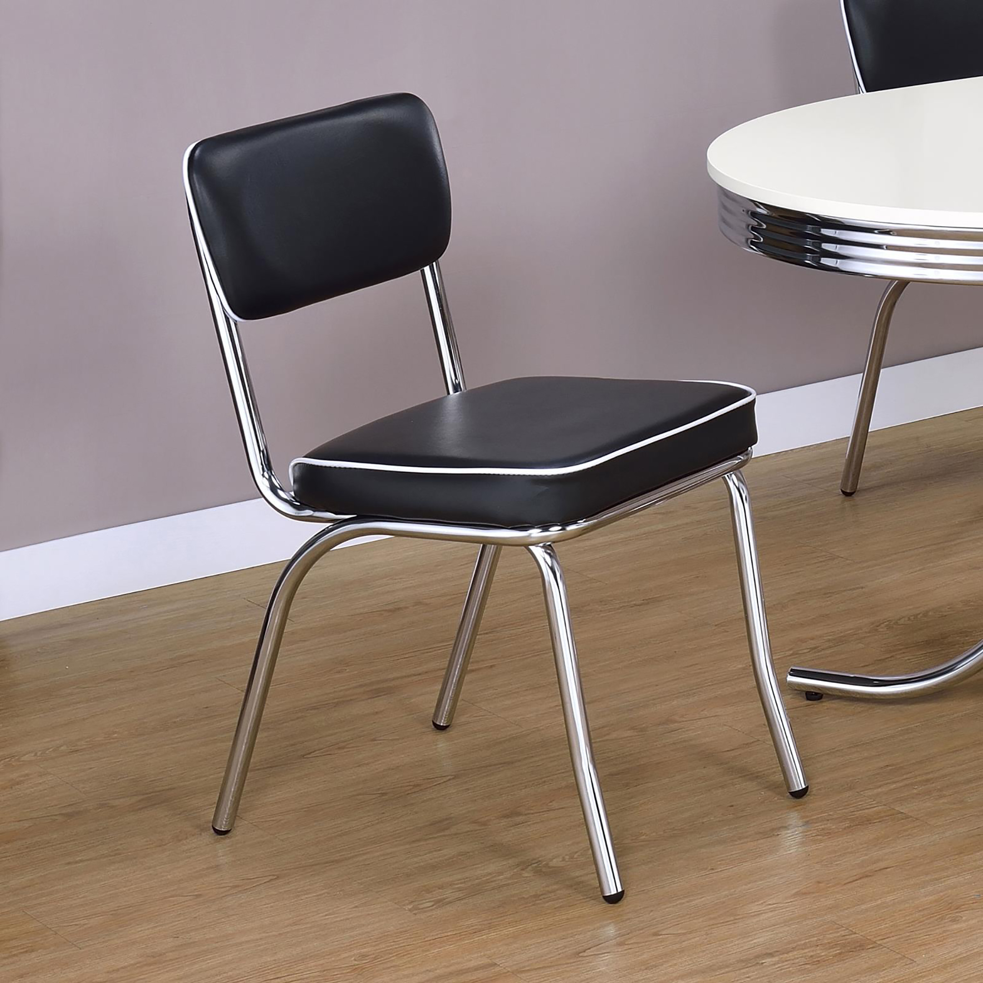 Black and Chrome Upholstered Side Chairs (Set of 2)