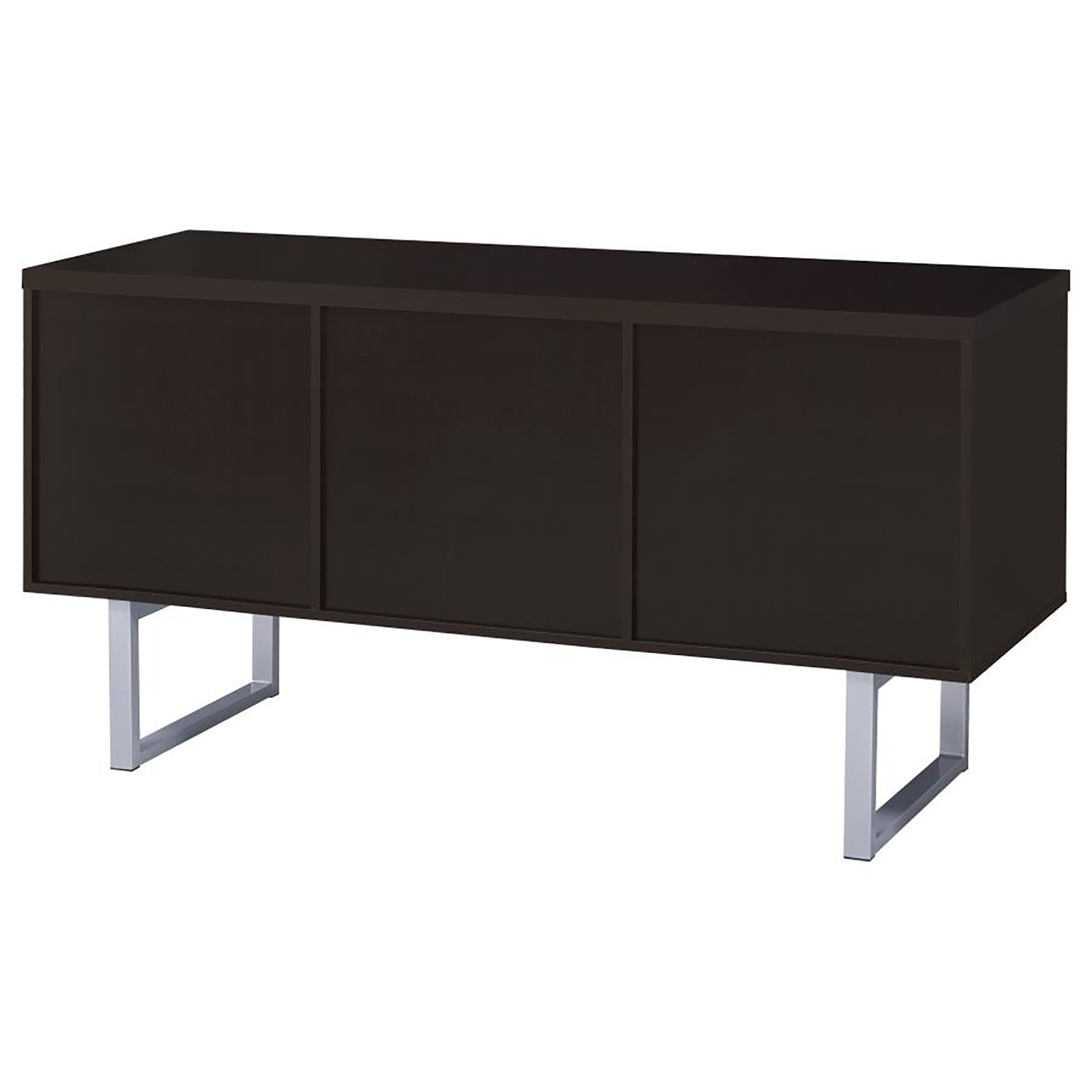 Cappuccino 5-drawer Credenza with Open Shelving