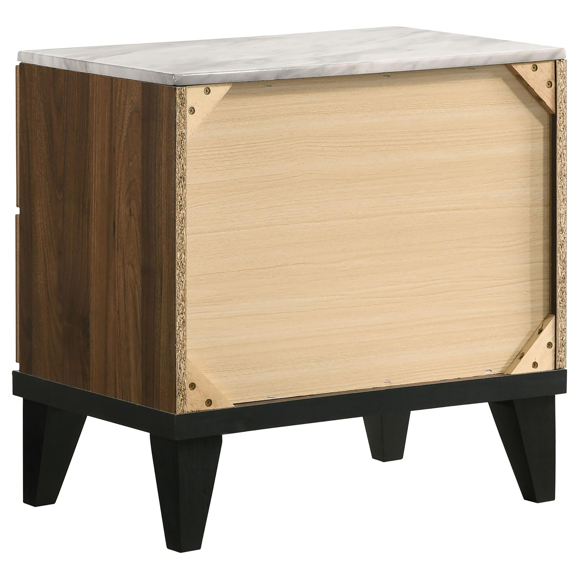 Walnut Brown 2-drawer Faux Marble Top Nightstand