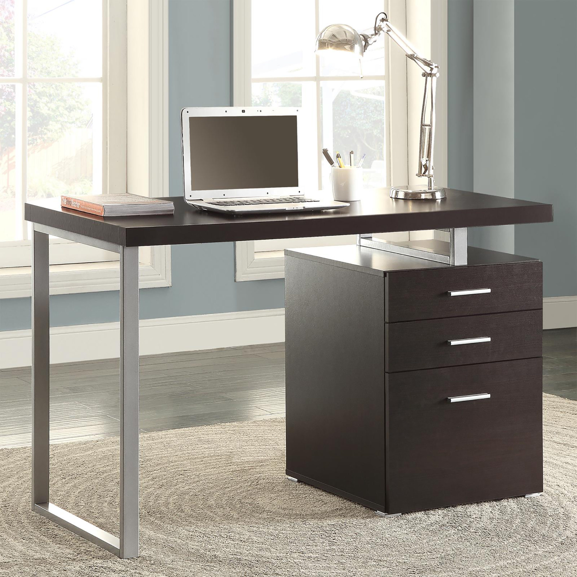 Cappuccino 3-drawer Reversible Office Desk