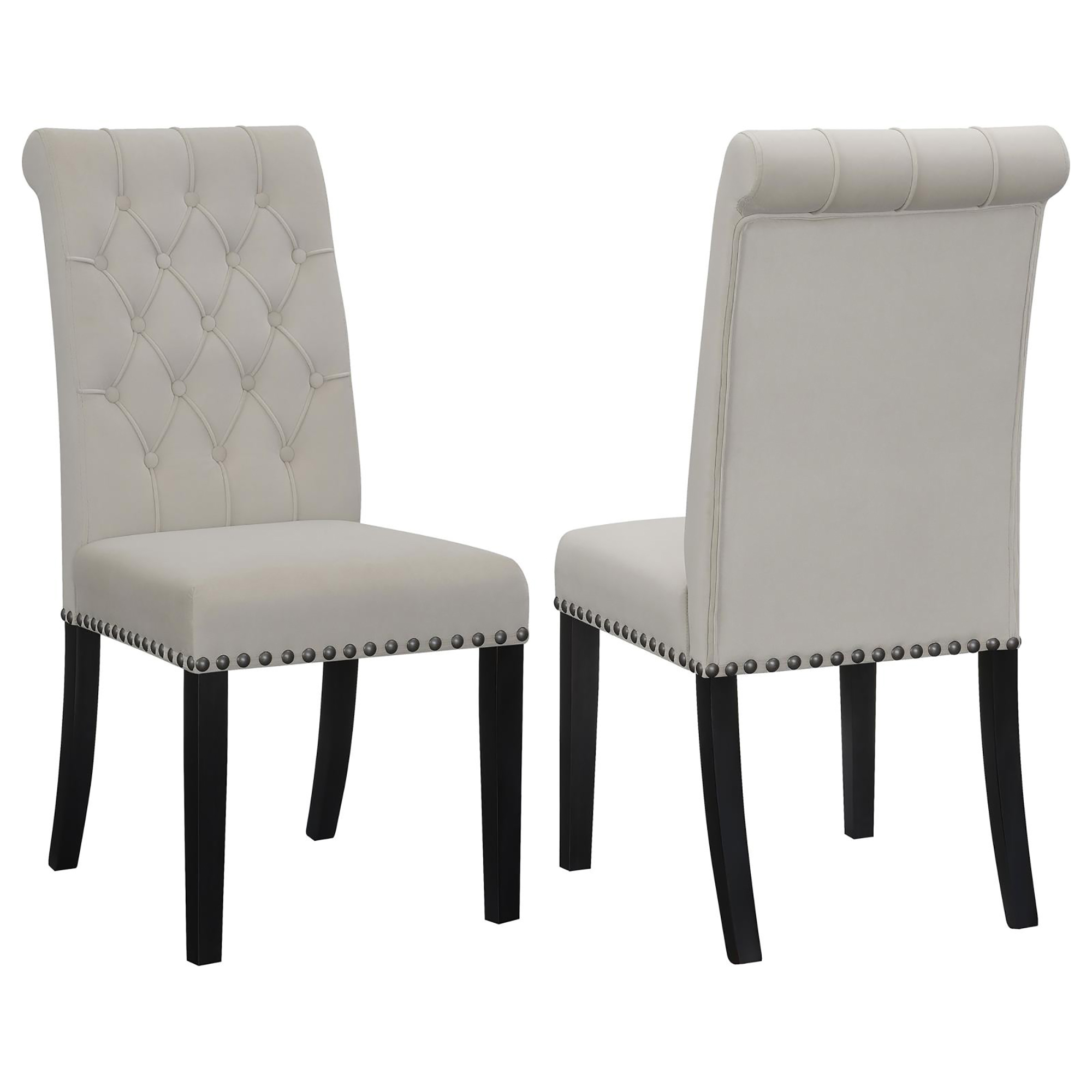 Sand and Rustic Espresso Tufted Side Chairs (Set of 2)