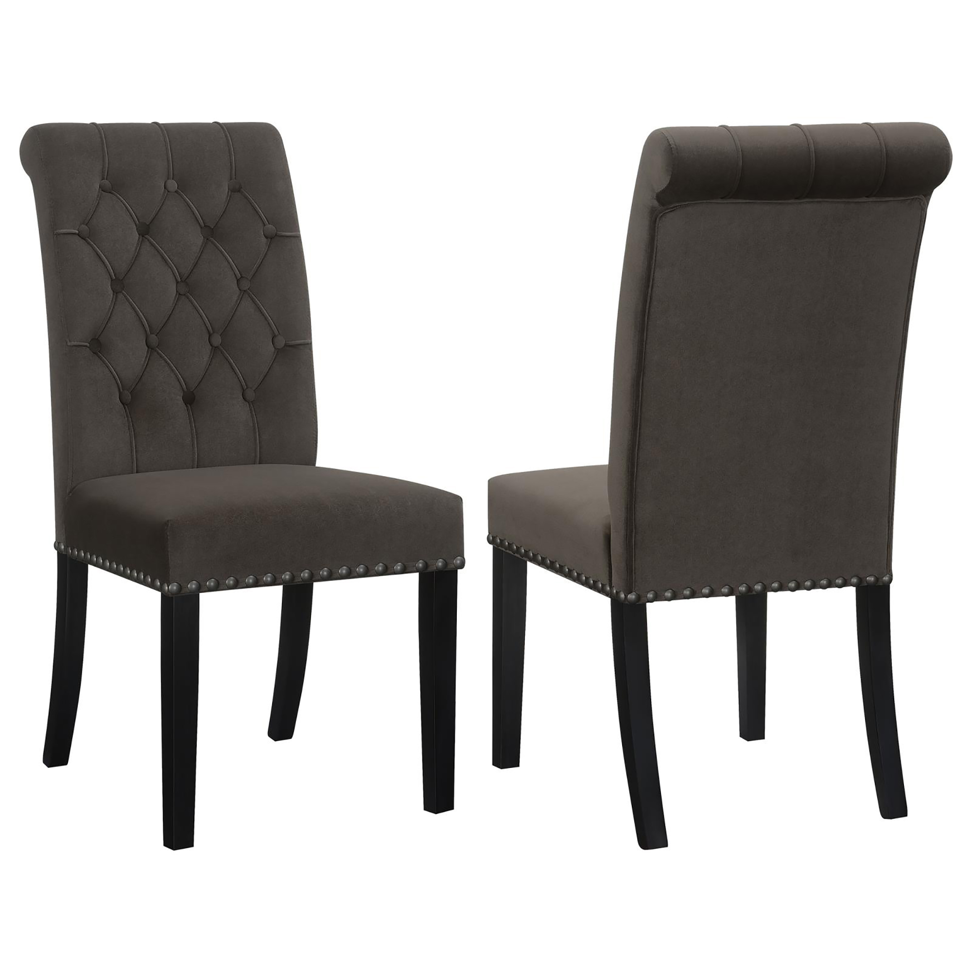 Brown and Rustic Espresso Tufted Side Chairs (Set of 2)