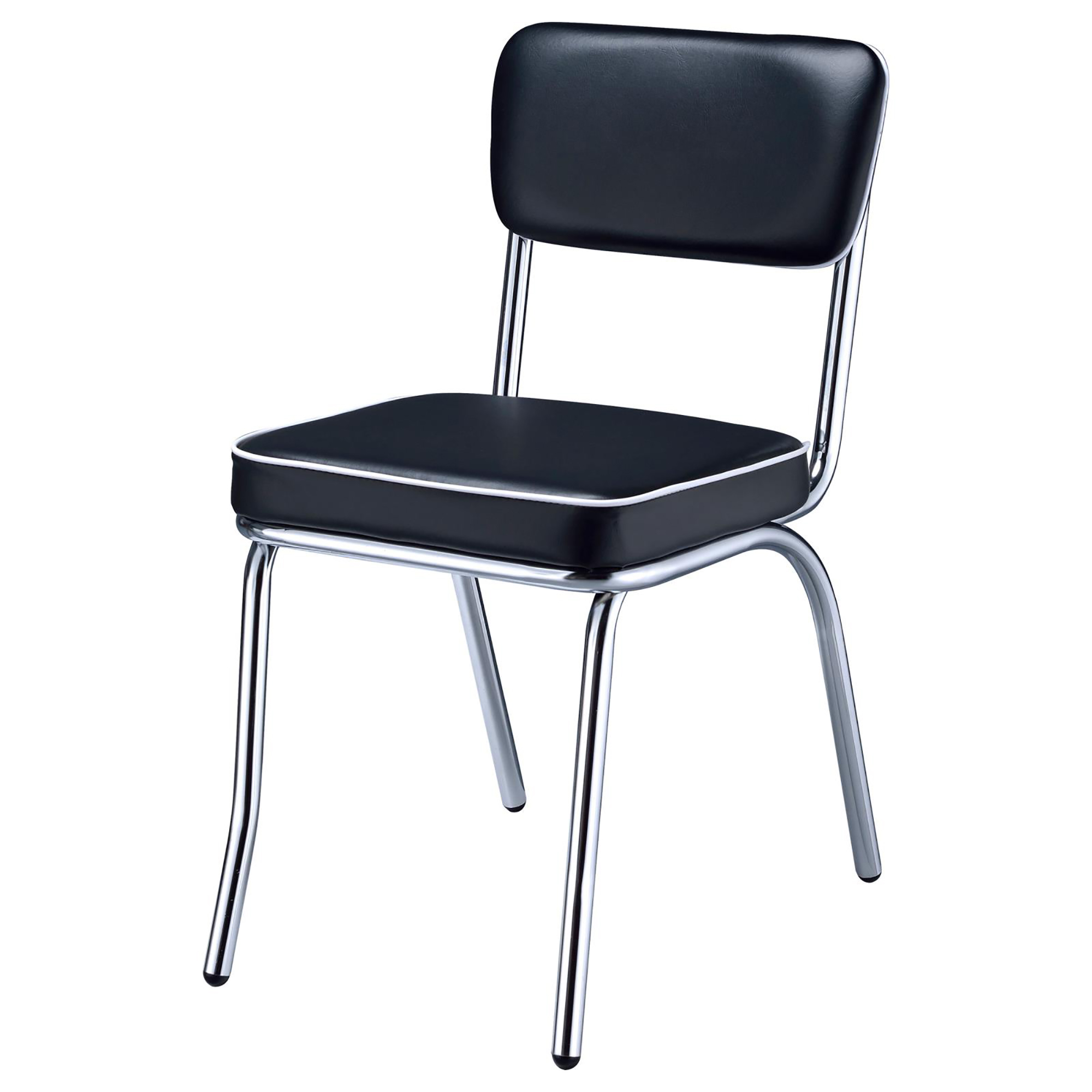 Black and Chrome Upholstered Side Chairs (Set of 2)