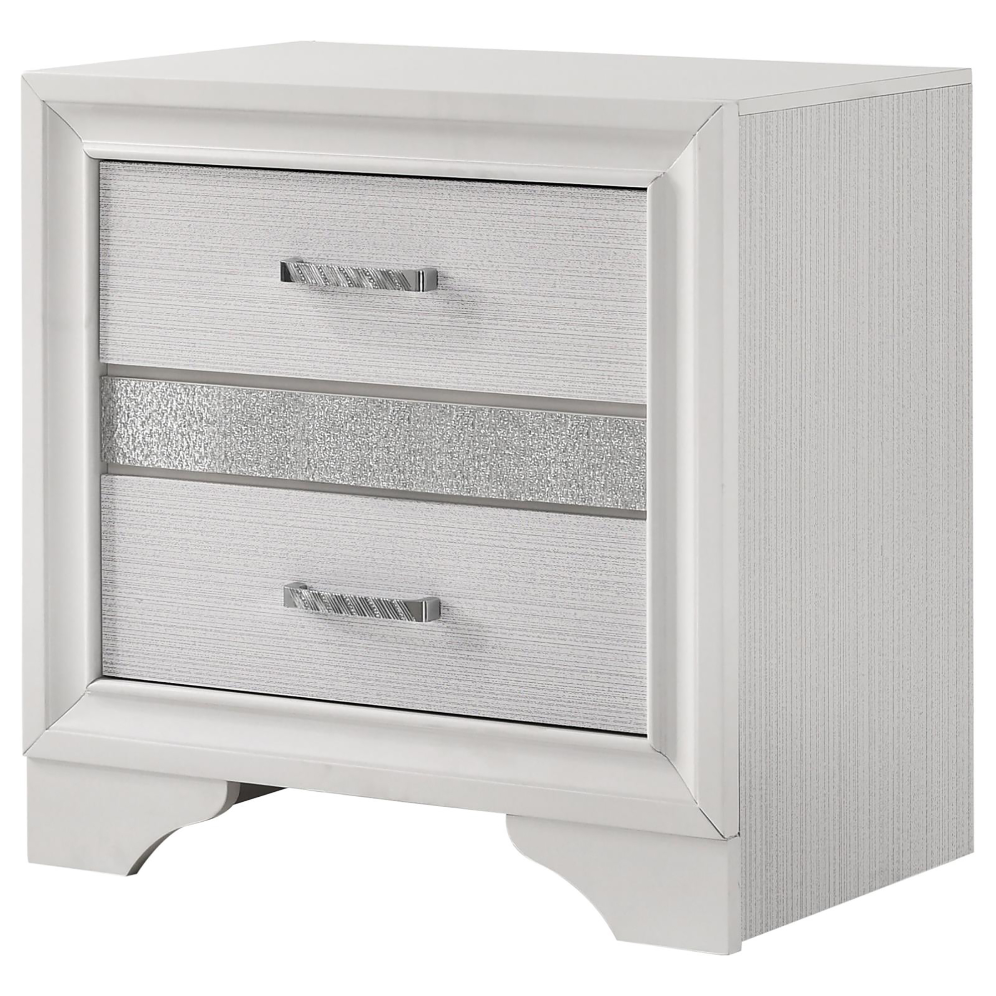 White 2-drawer Nightstand with Hidden Jewelry Tray