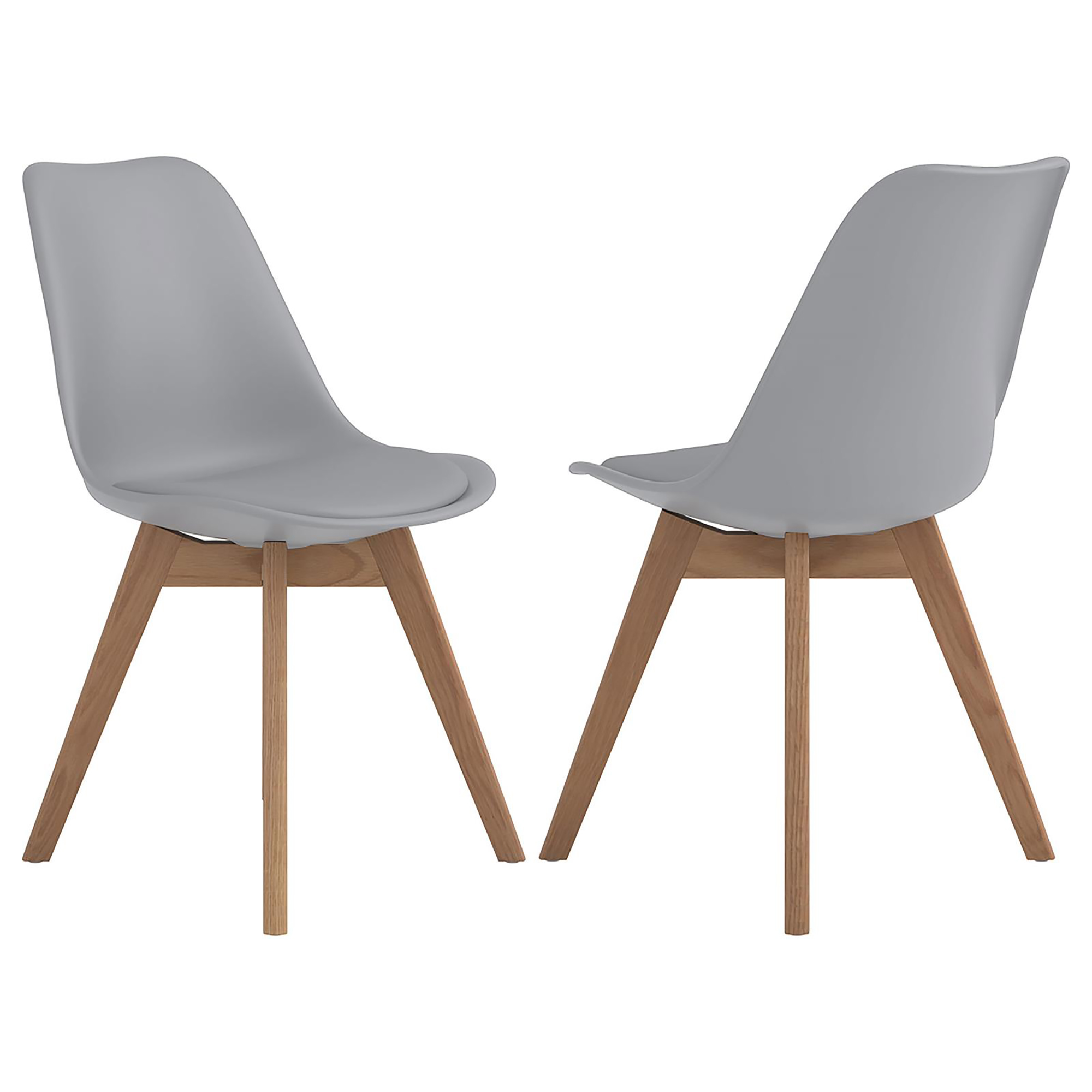 Grey and Natural Oak Padded Side Chairs (Set of 2)