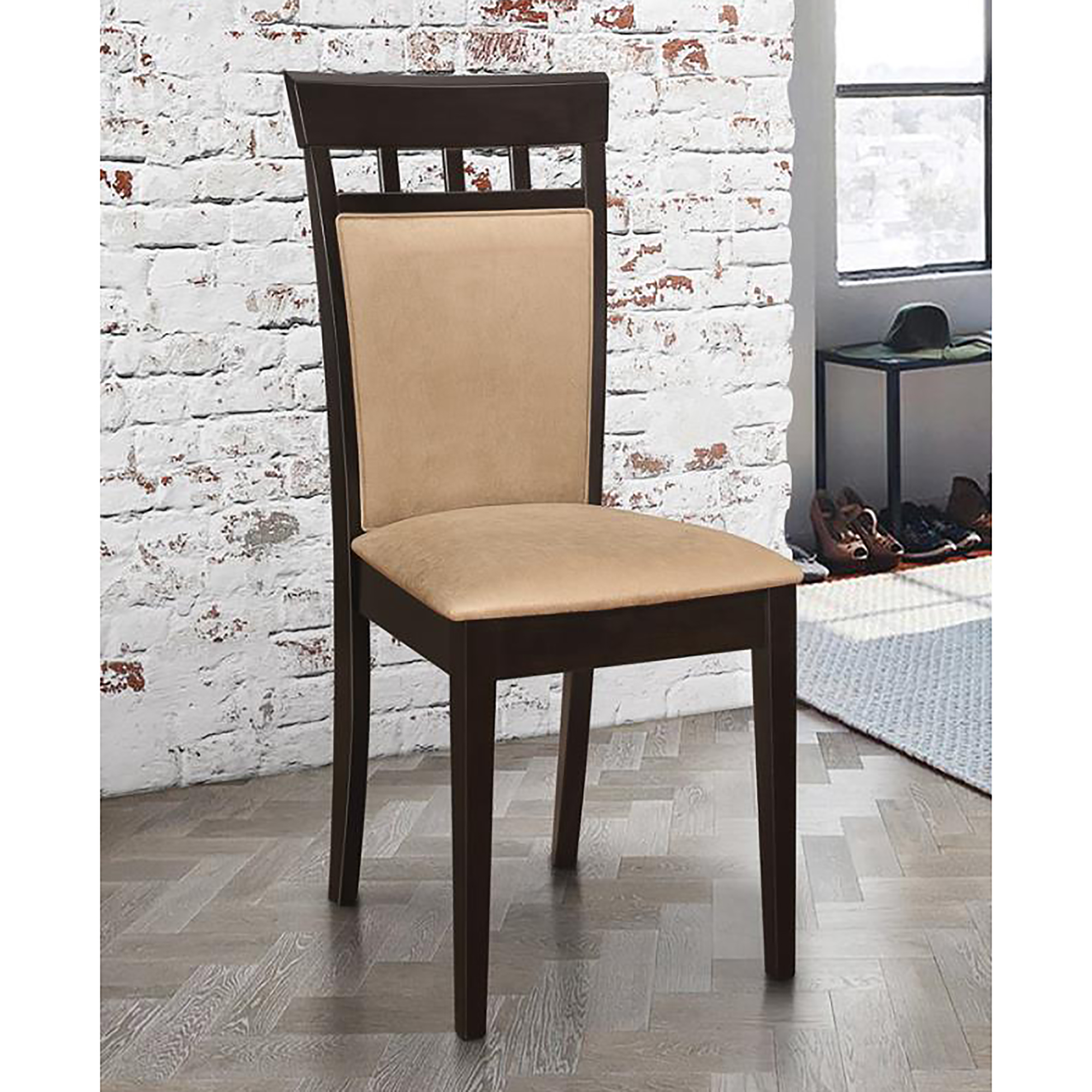 Beige and Cappuccino Upholstered Side Chairs (Set of 2)