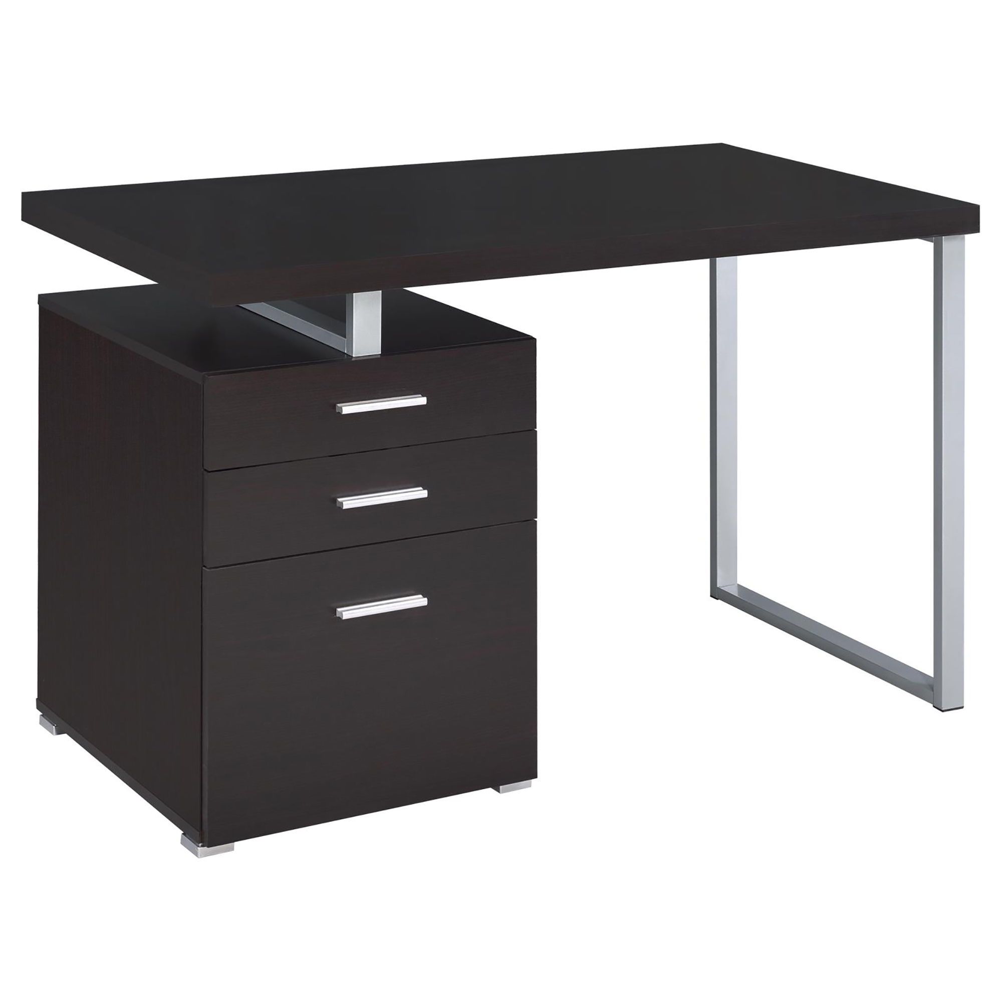 Cappuccino 3-drawer Reversible Office Desk