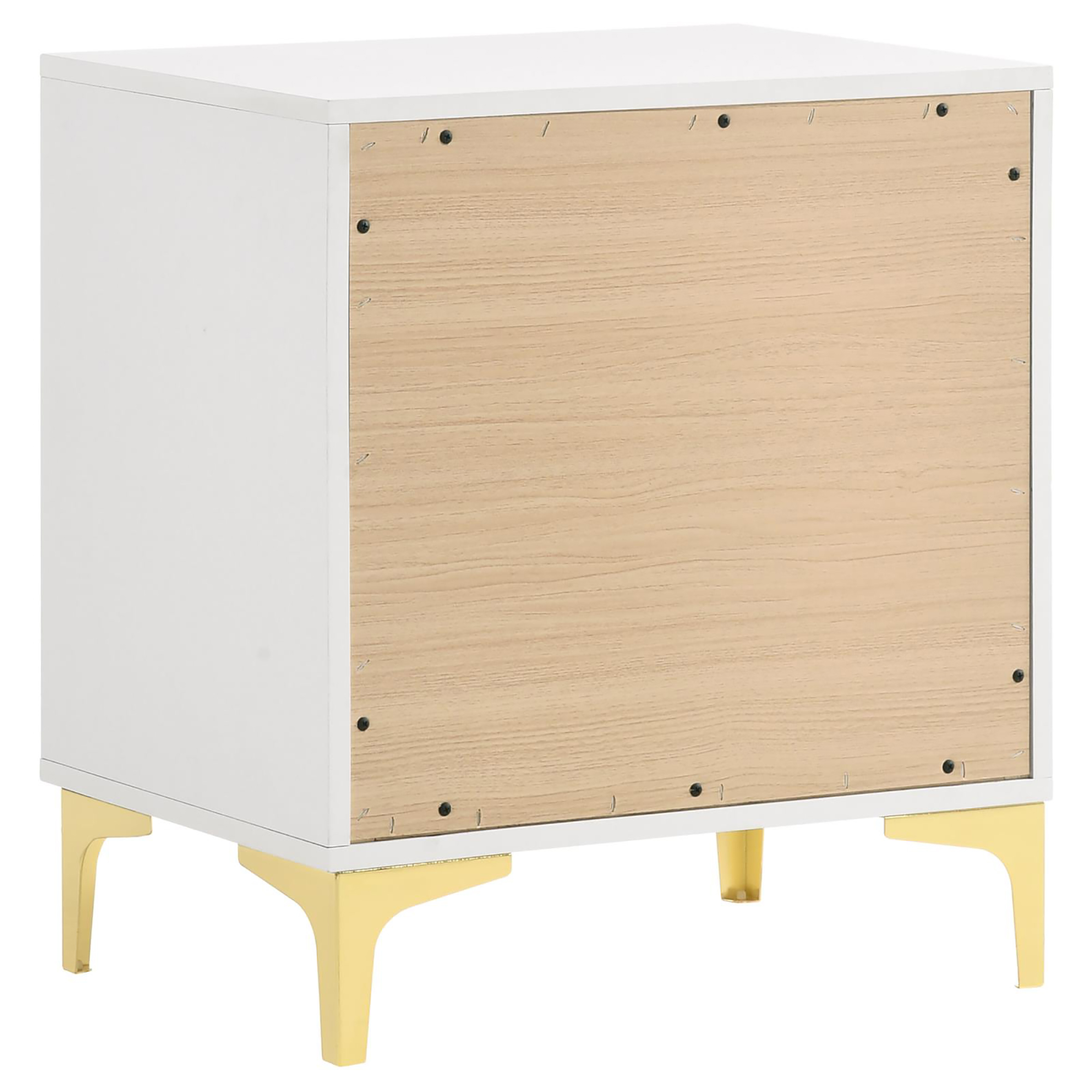 White and Gold 2-Drawer Rectangular Nightstand