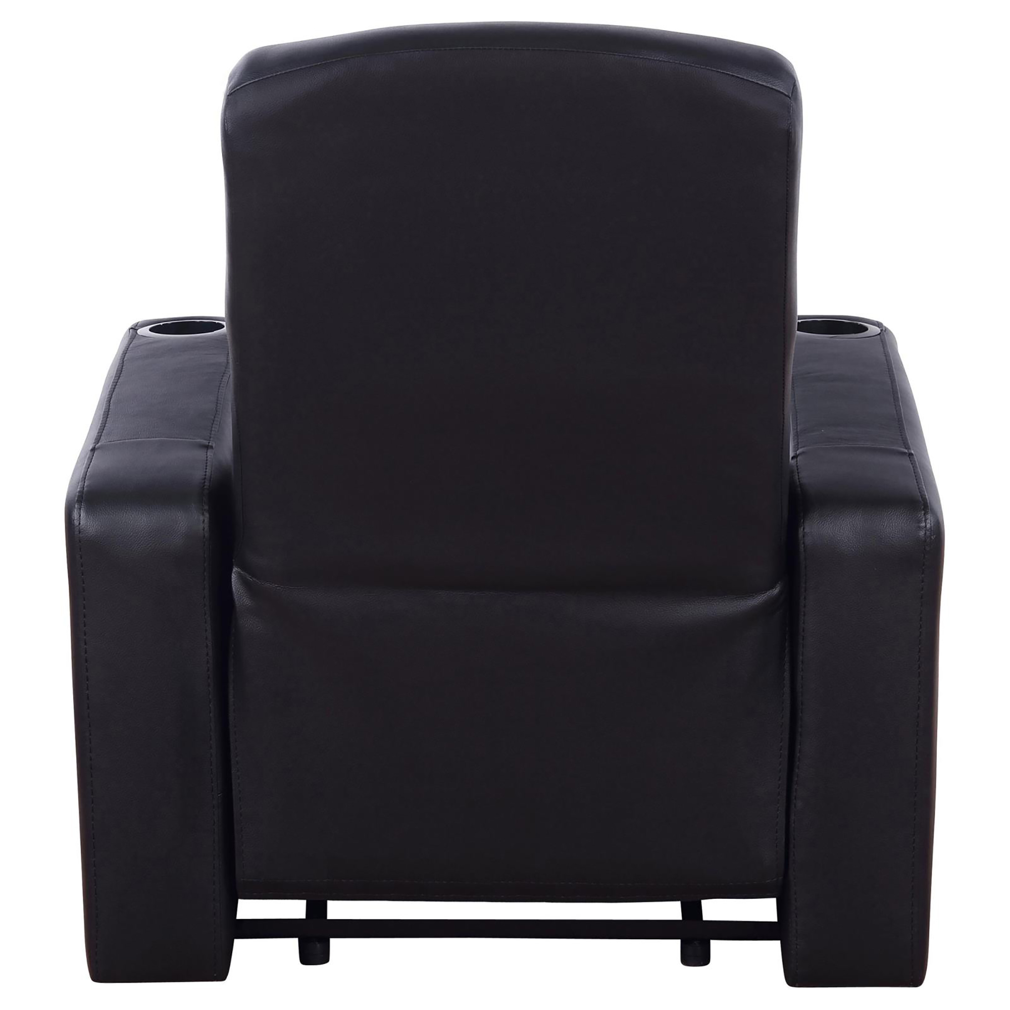 Black Upholstered Recliner with Cup Holder