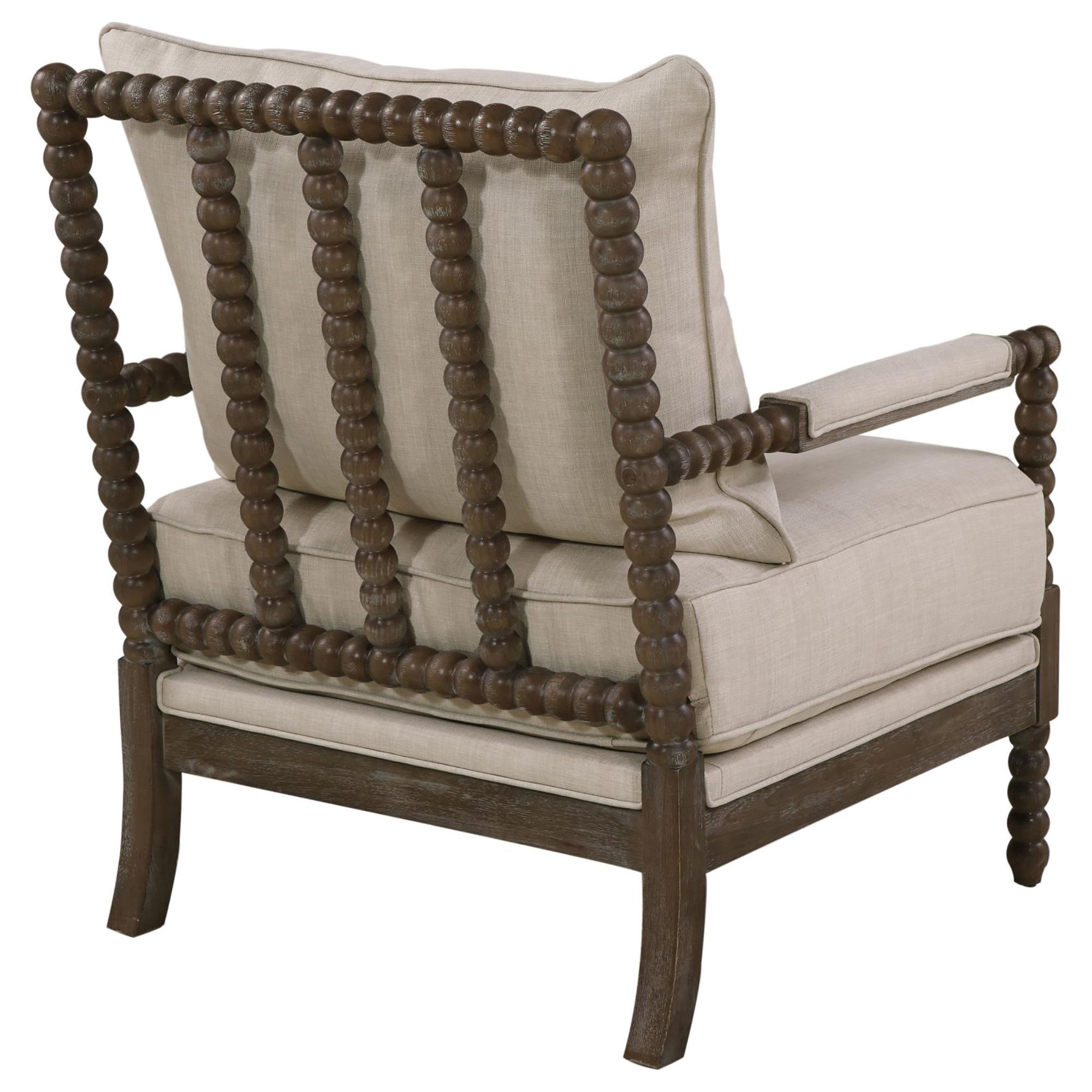 Beige and Natural Removable Back Accent Chair