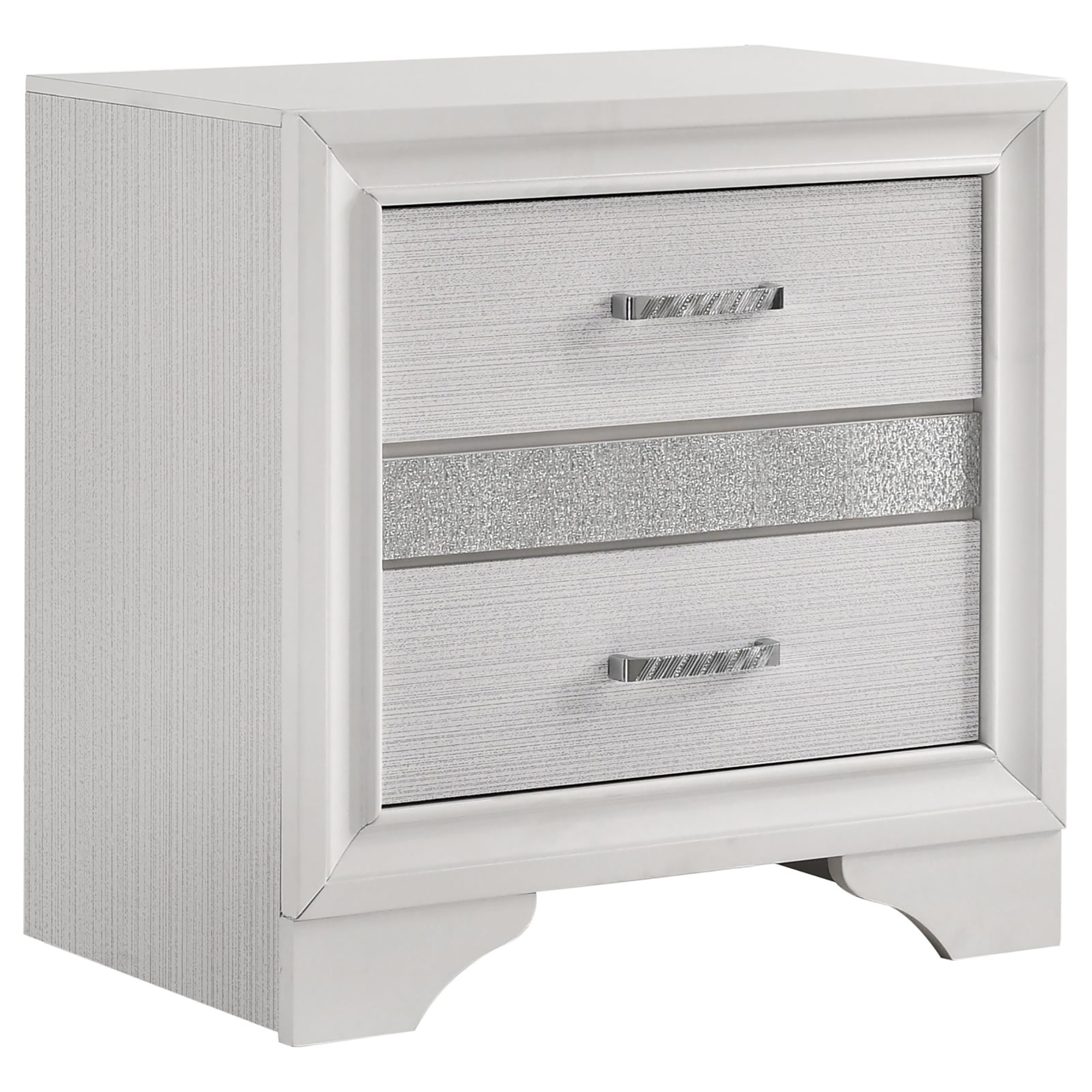 White 2-drawer Nightstand with Hidden Jewelry Tray