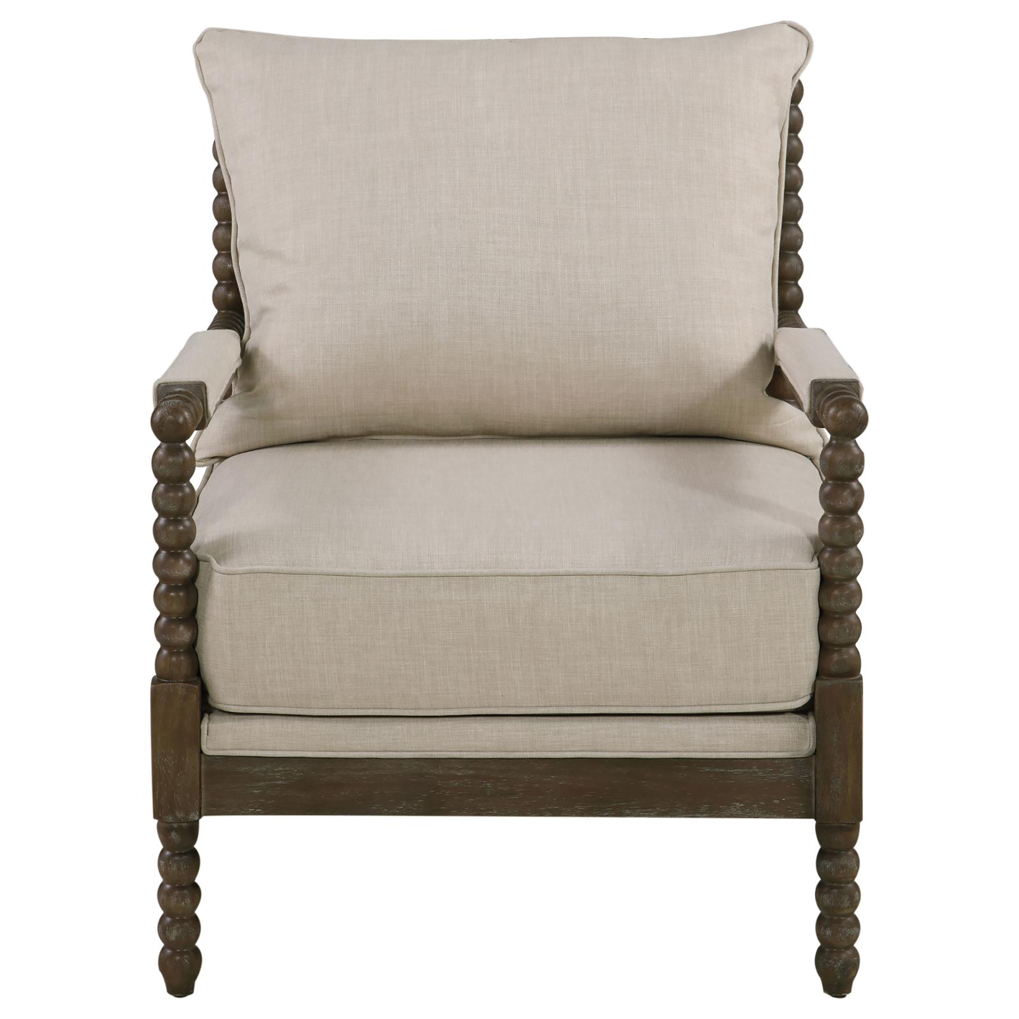 Beige and Natural Removable Back Accent Chair