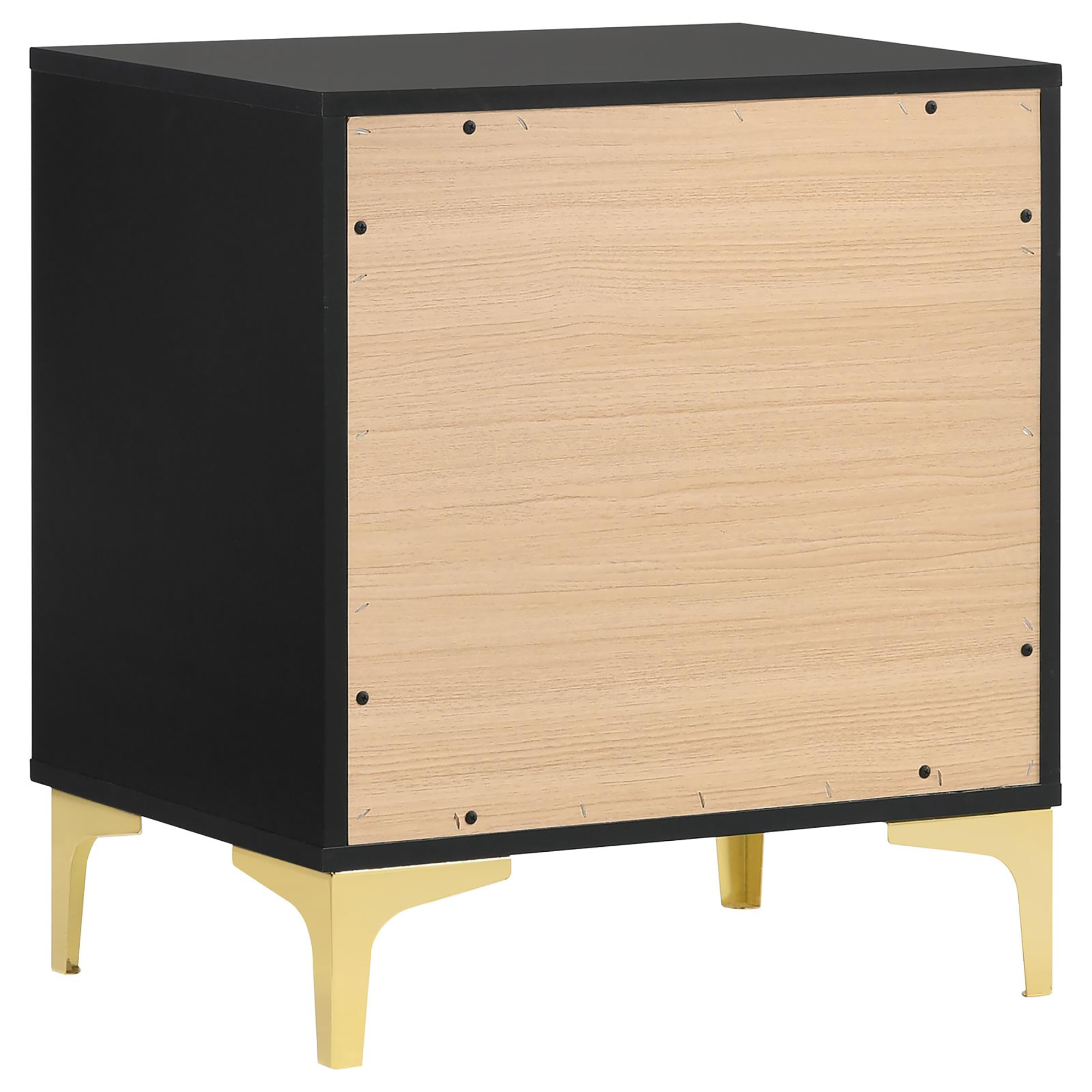 Black and Gold 2-Drawer Rectangular Nightstand