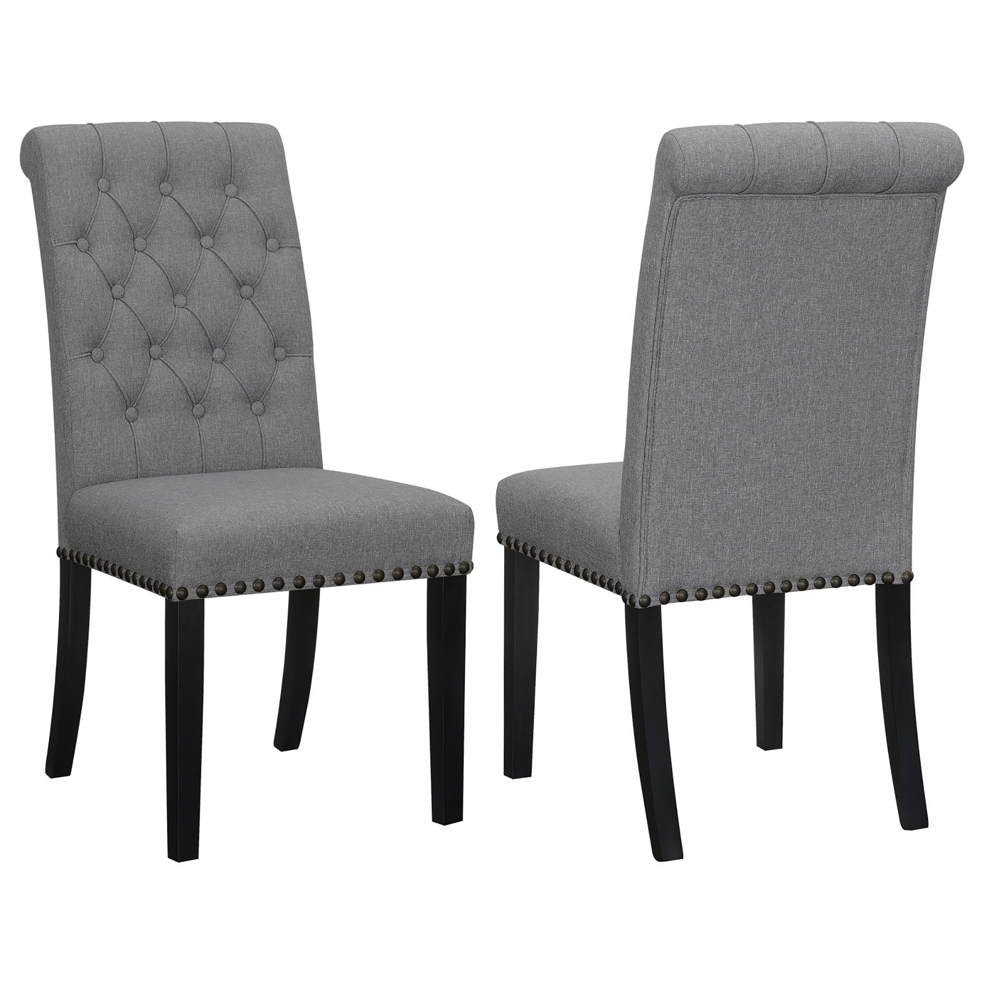 Grey and Rustic Espresso Tufted Side Chairs (Set of 2)