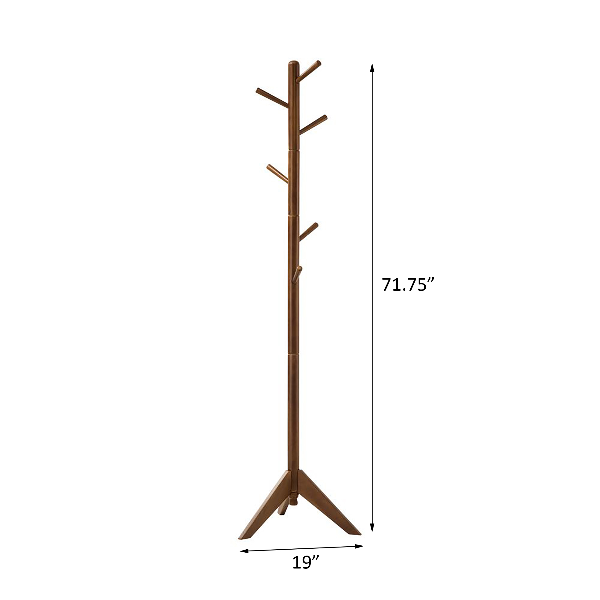 Walnut 6-hook Coat Rack