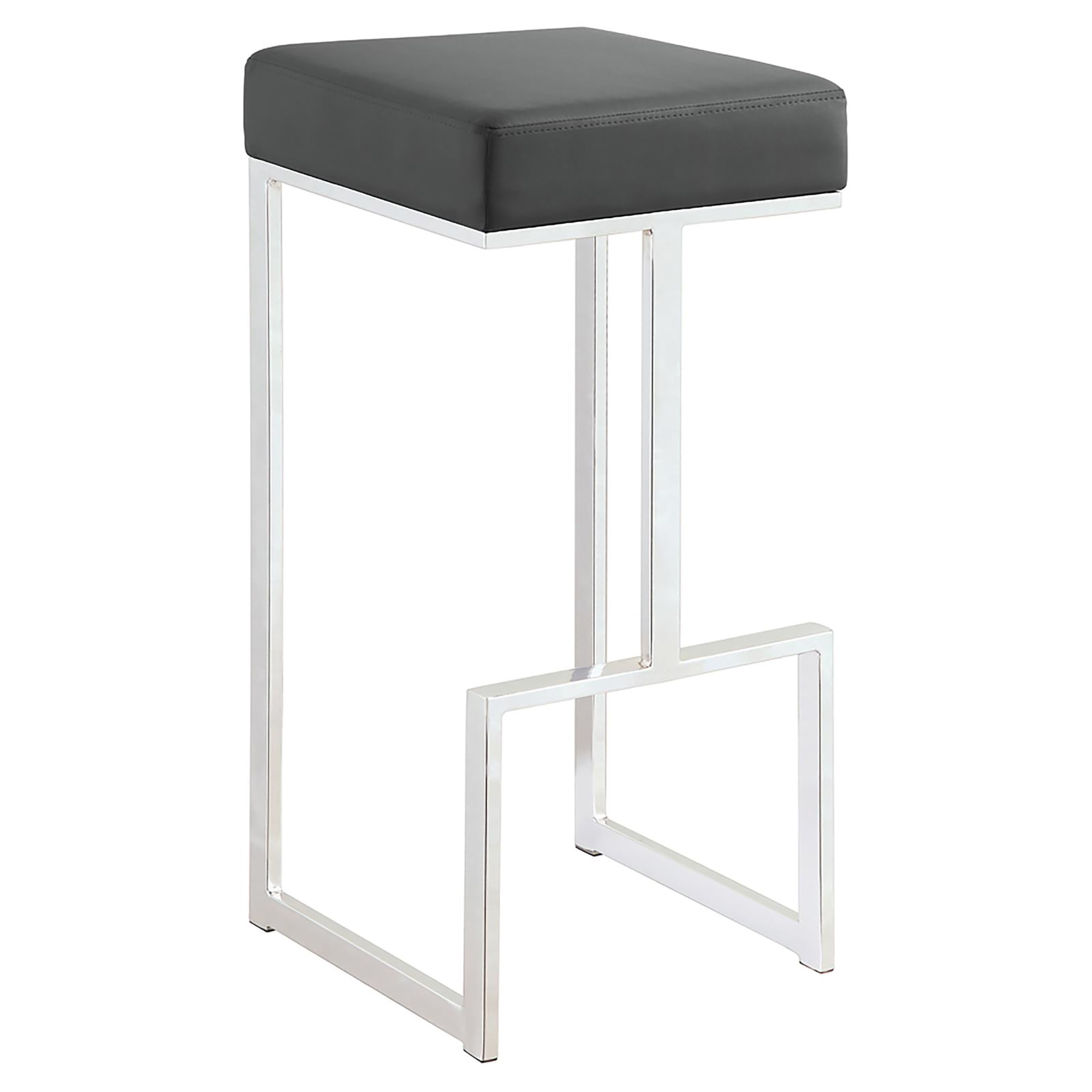 Grey and Chrome Upholstered Bar Stool