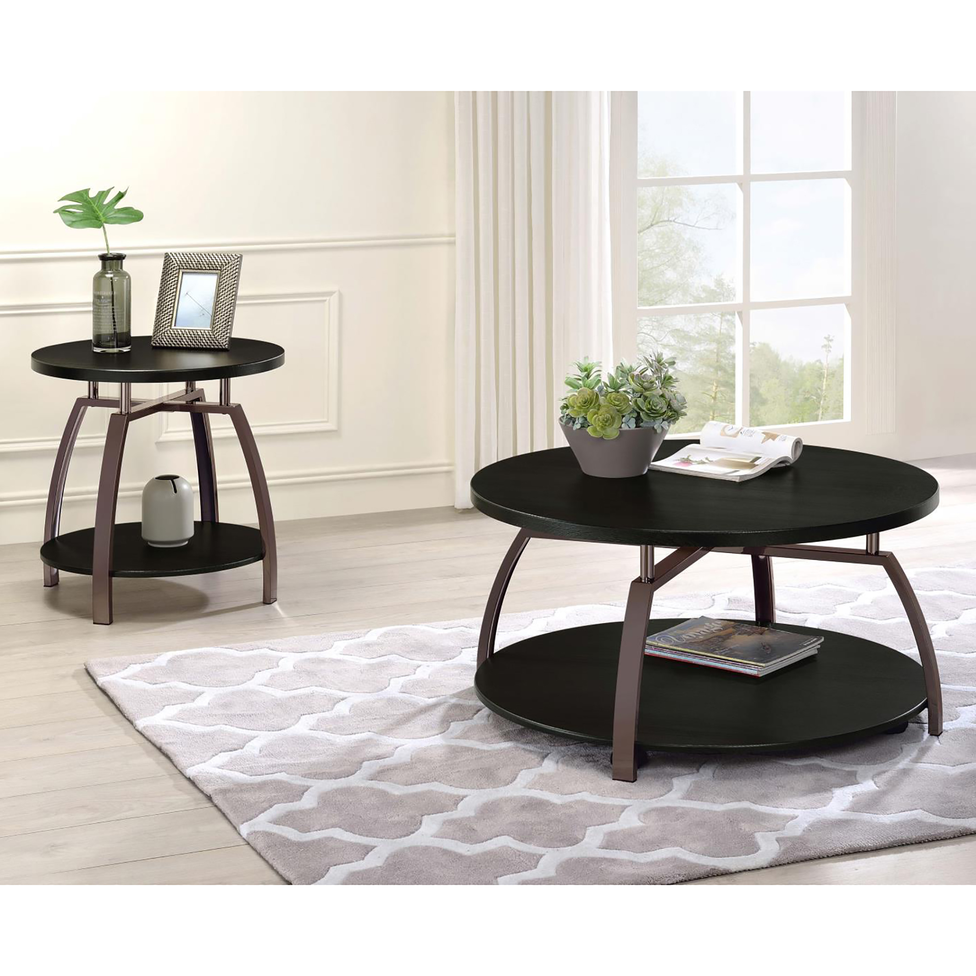 Dark Grey and Black Nickel End Table