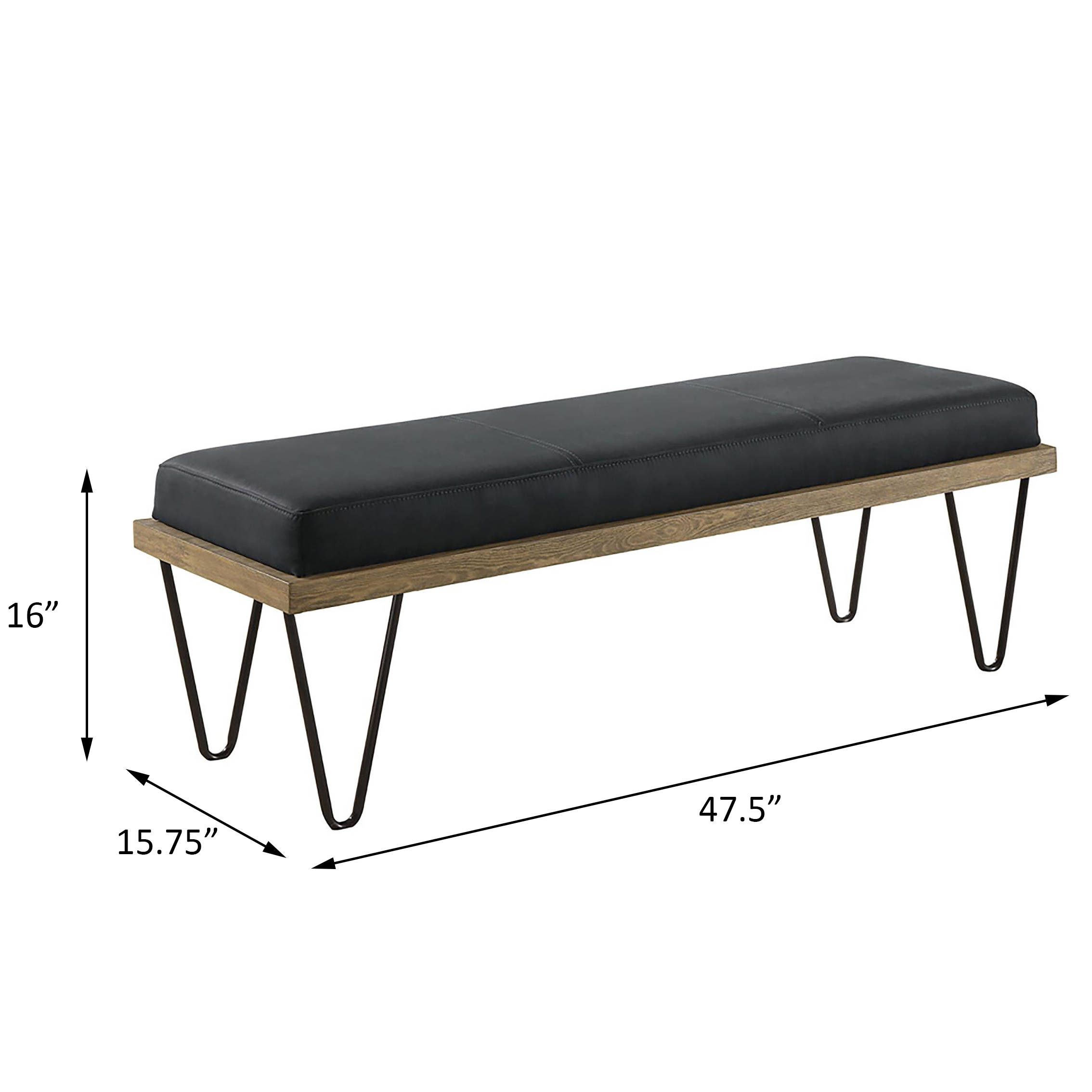 Dark Blue and Black Upholstered Bench