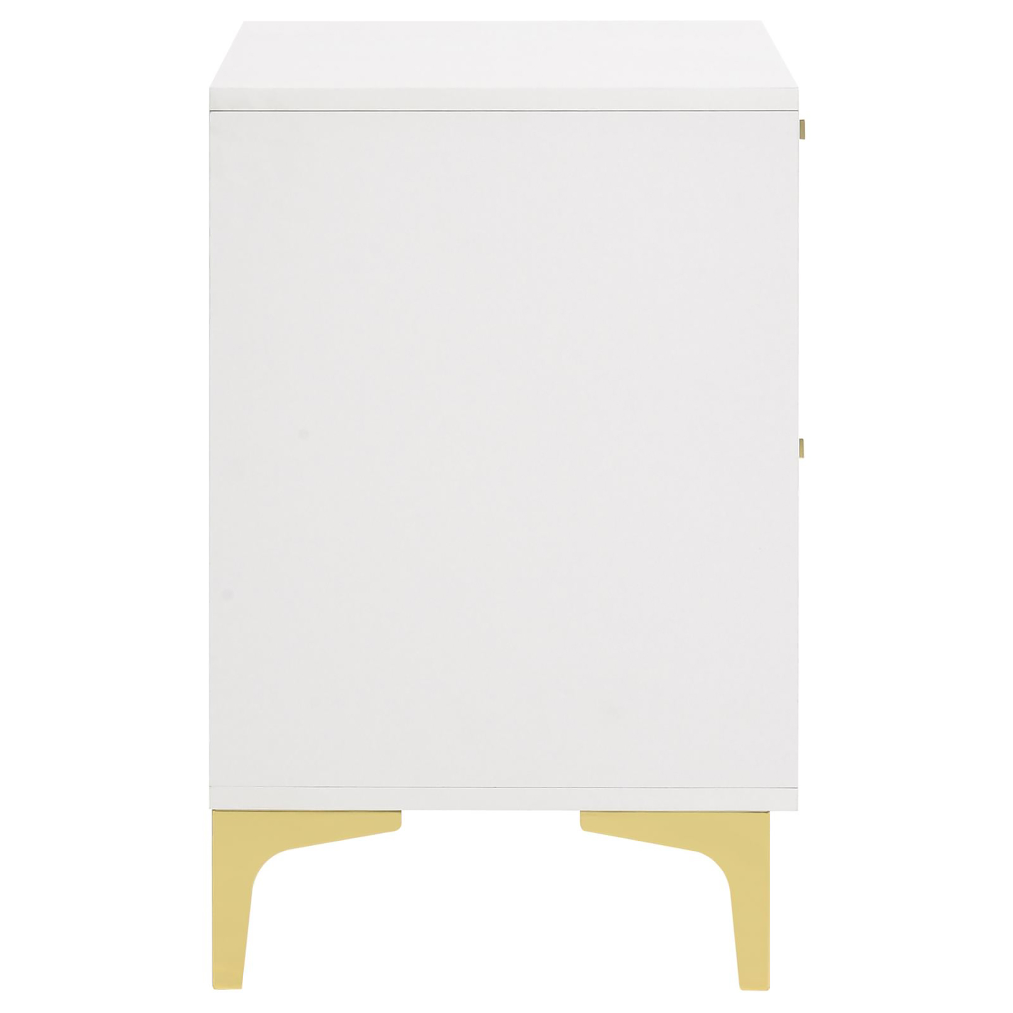 White and Gold 2-Drawer Rectangular Nightstand