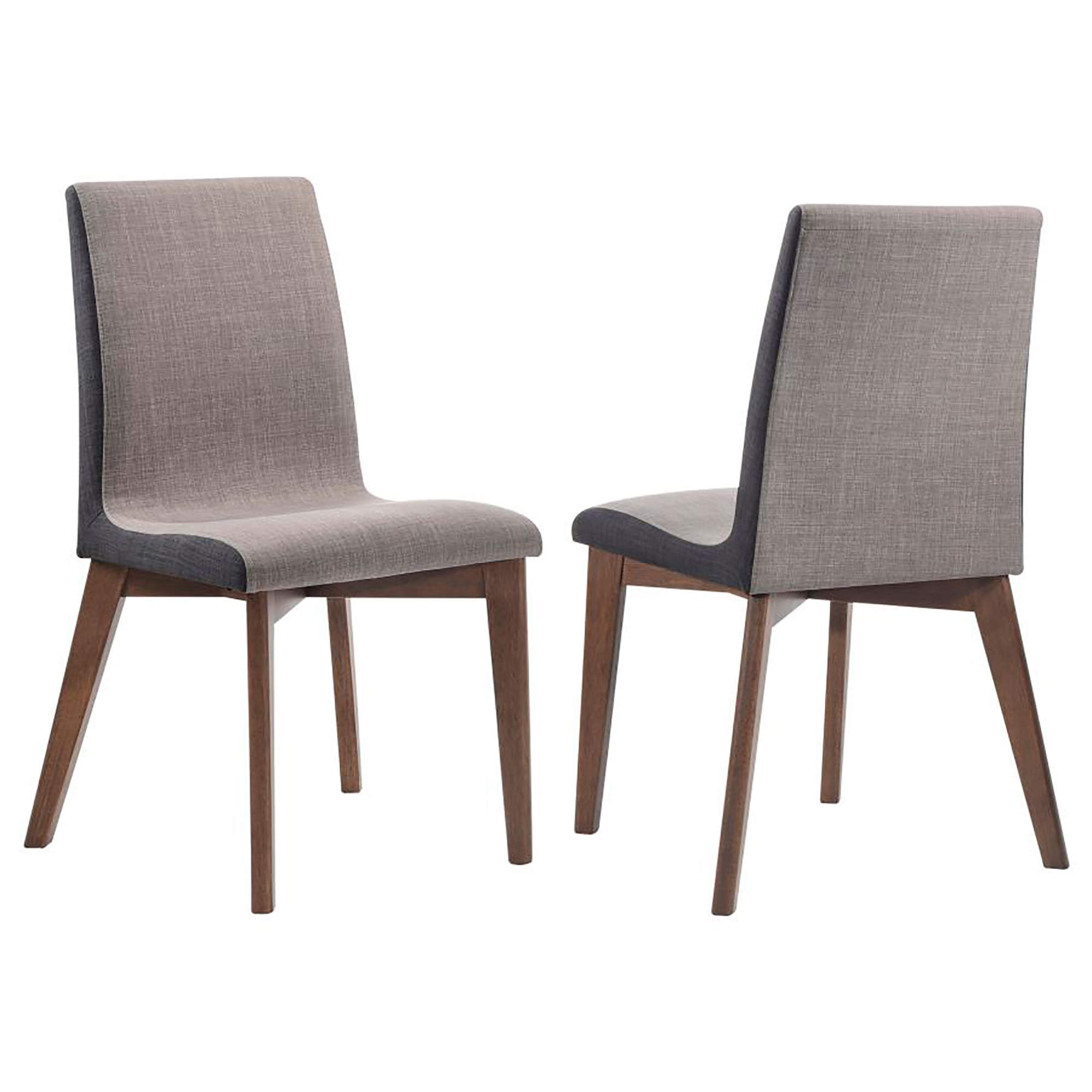 Grey and Natural Walnut Upholstered Side Chairs (Set of 2)