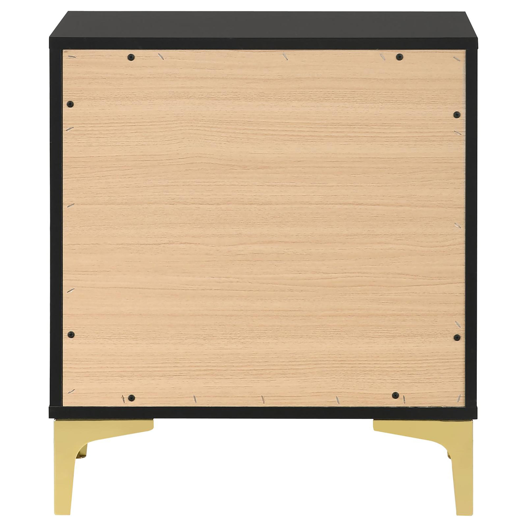 Black and Gold 2-Drawer Rectangular Nightstand