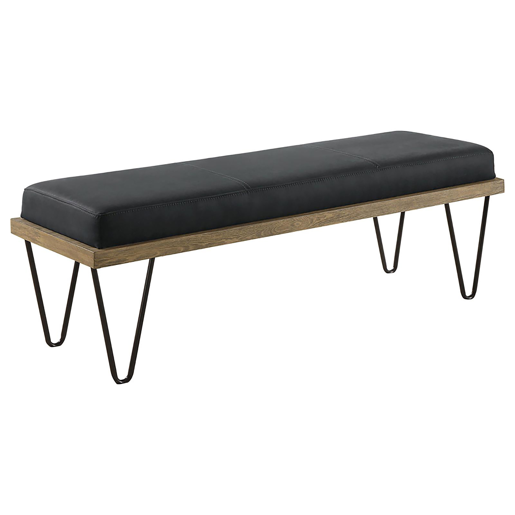 Dark Blue and Black Upholstered Bench