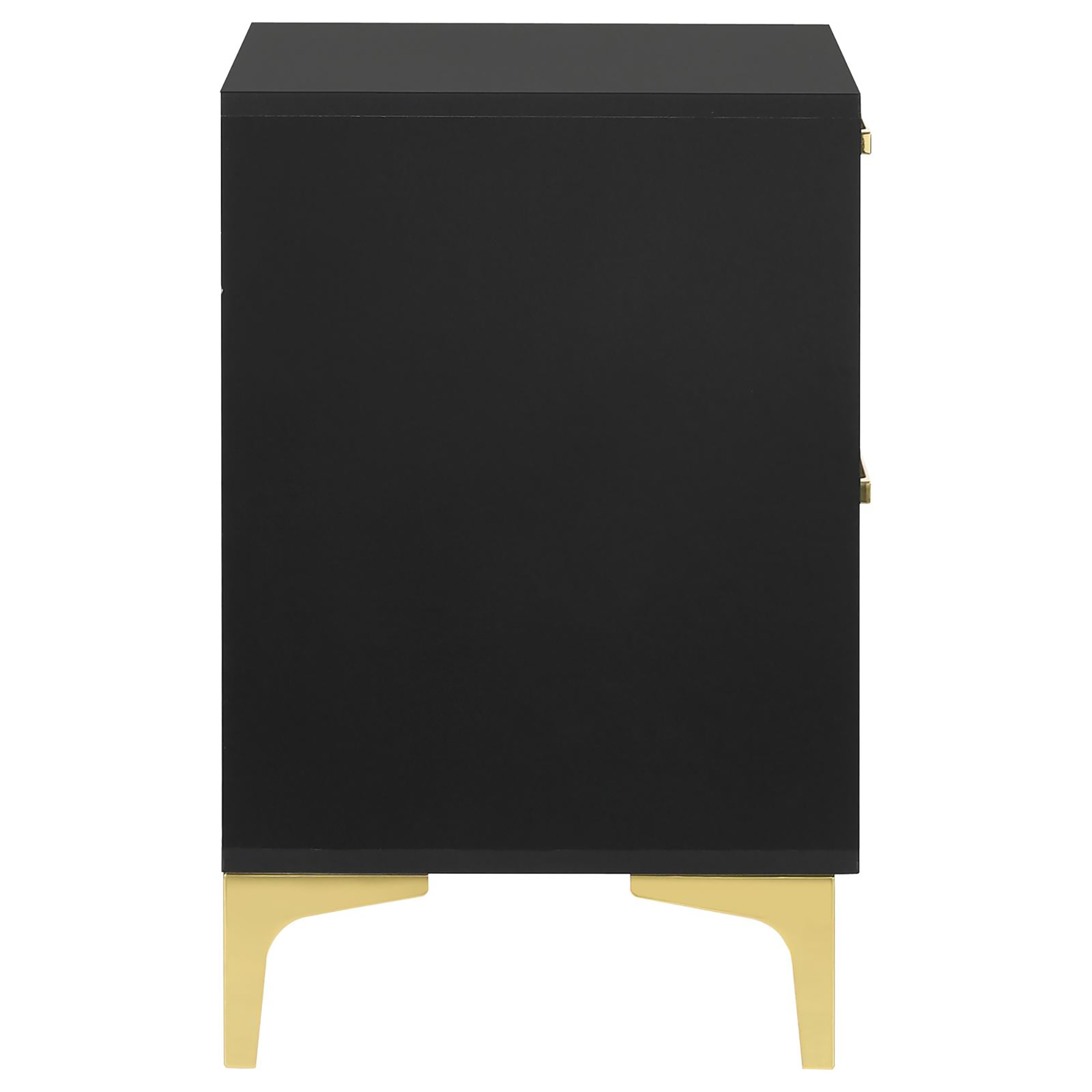 Black and Gold 2-Drawer Rectangular Nightstand