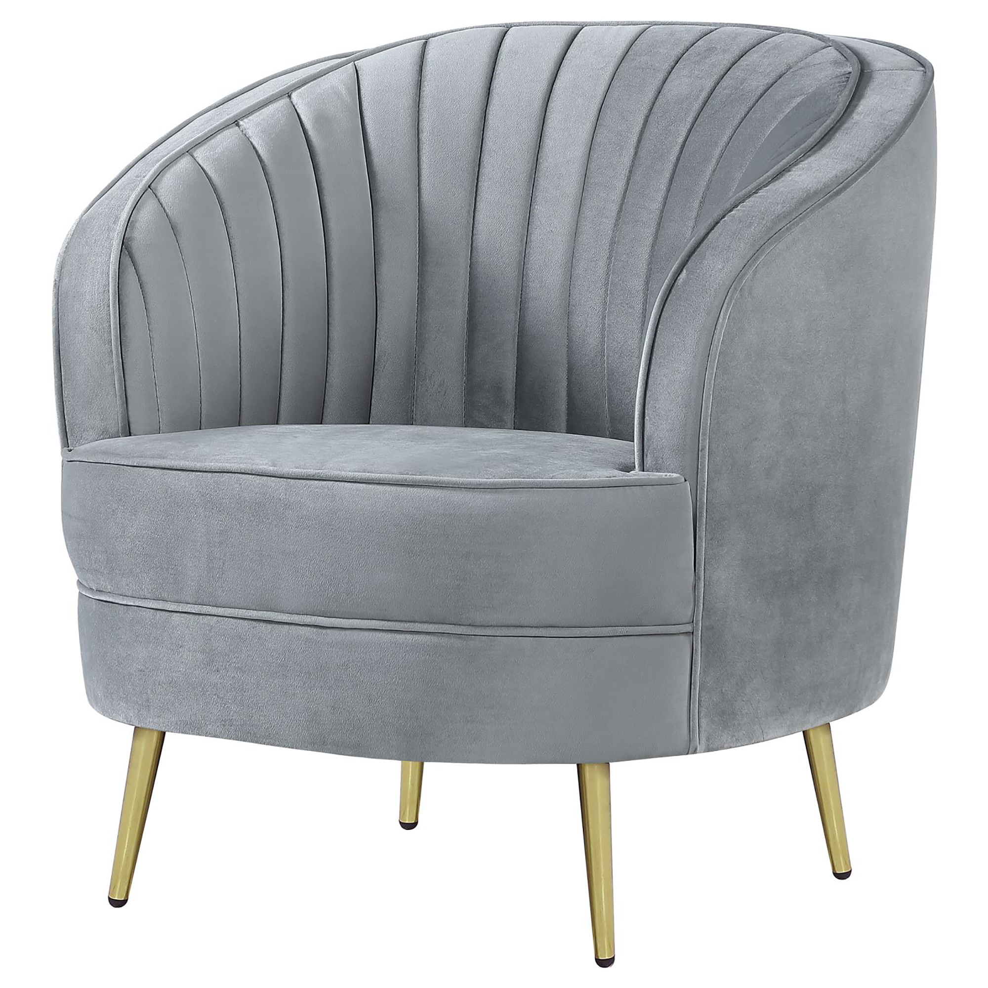 Grey and Gold Upholstered Tufted Chair