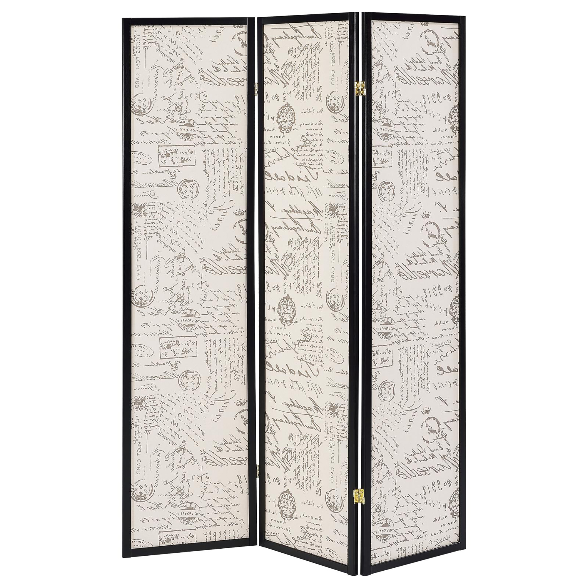 Beige and Espresso 3-panel Folding Screen