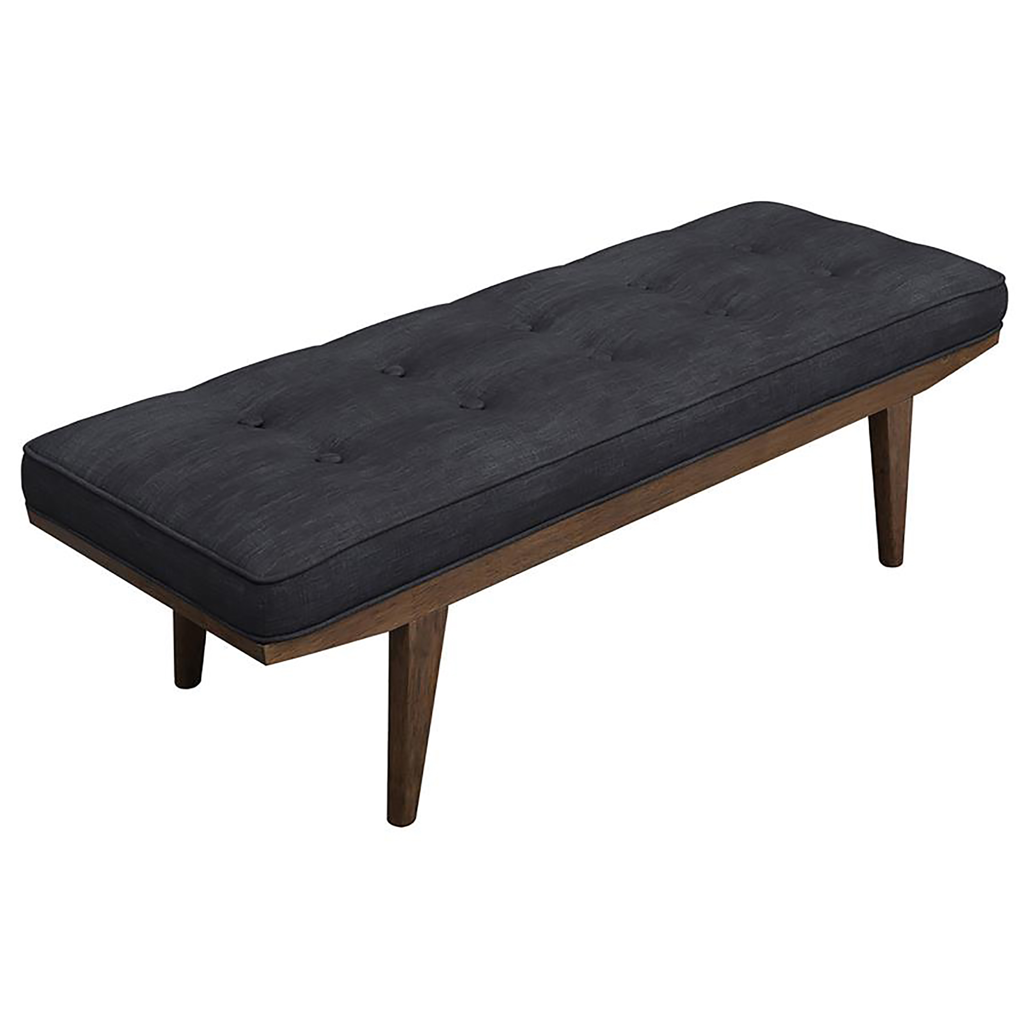 Grey and Oak Tufted Bench