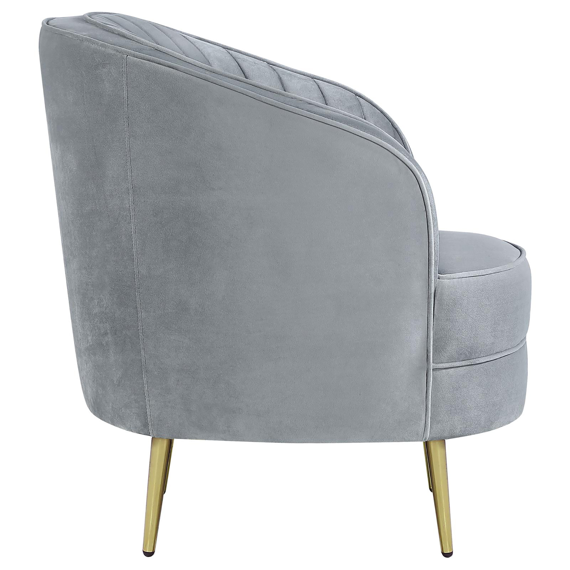 Grey and Gold Upholstered Tufted Chair