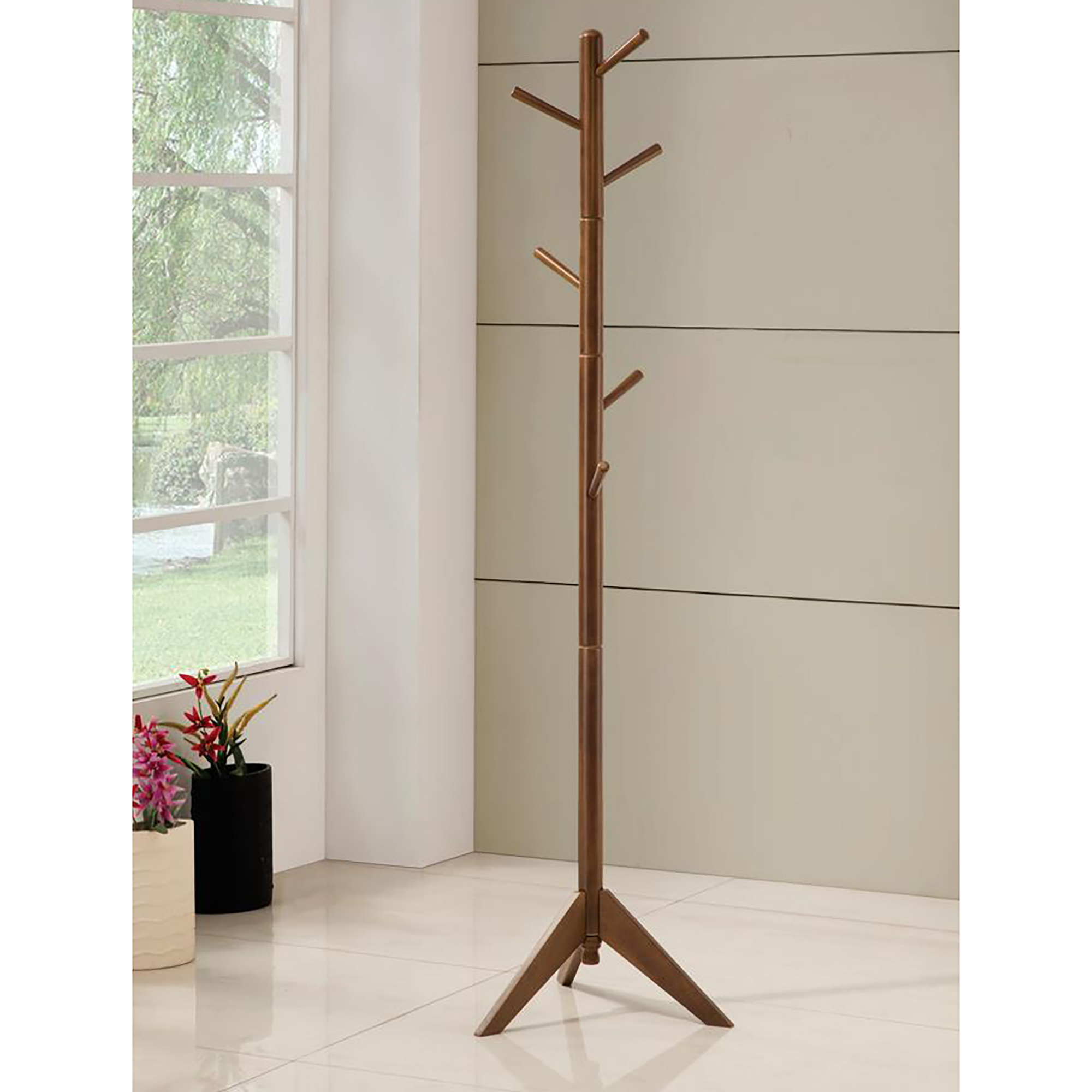 Walnut 6-hook Coat Rack