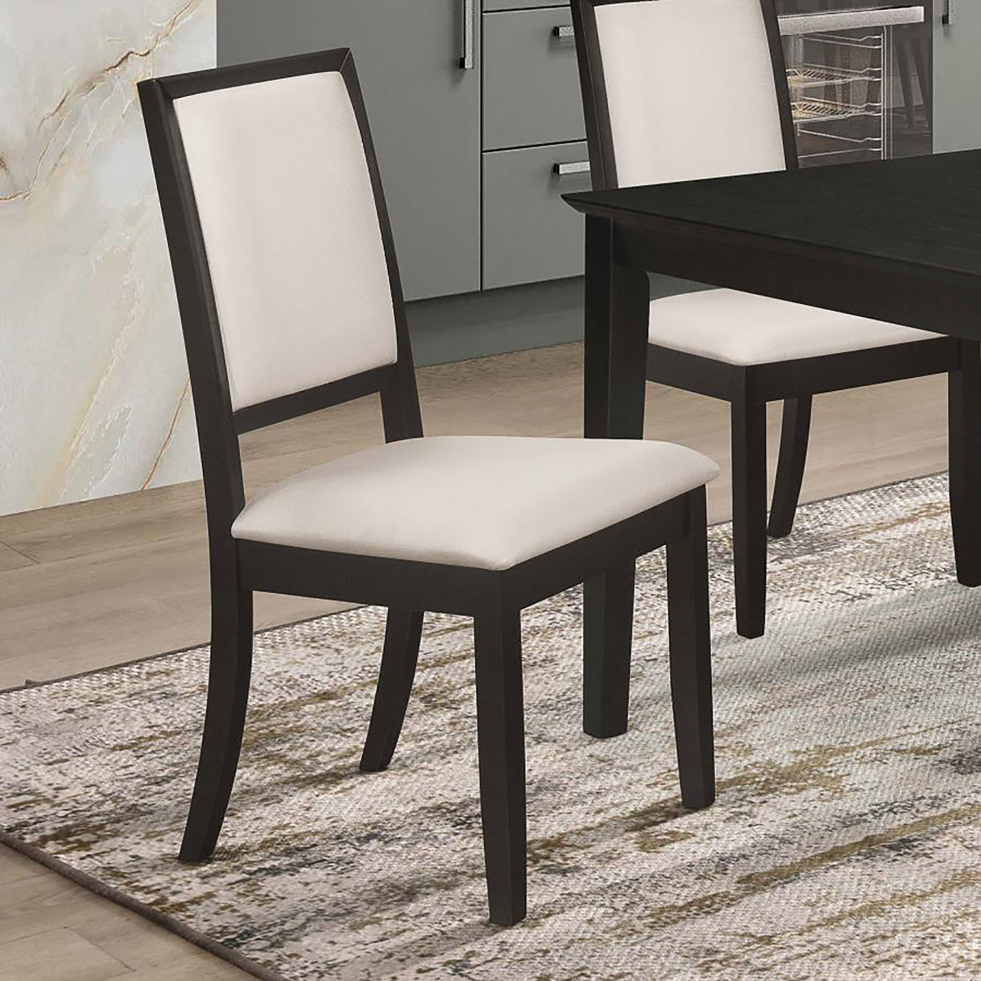 Cream and Black Upholstered Side Chairs (Set of 2)