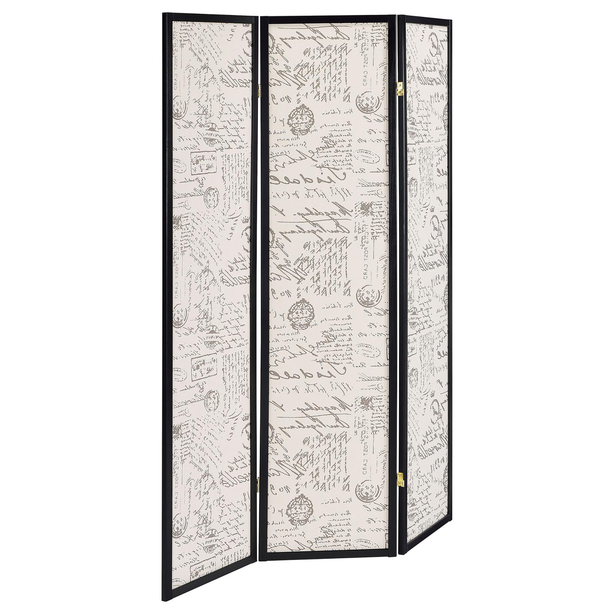 Beige and Espresso 3-panel Folding Screen