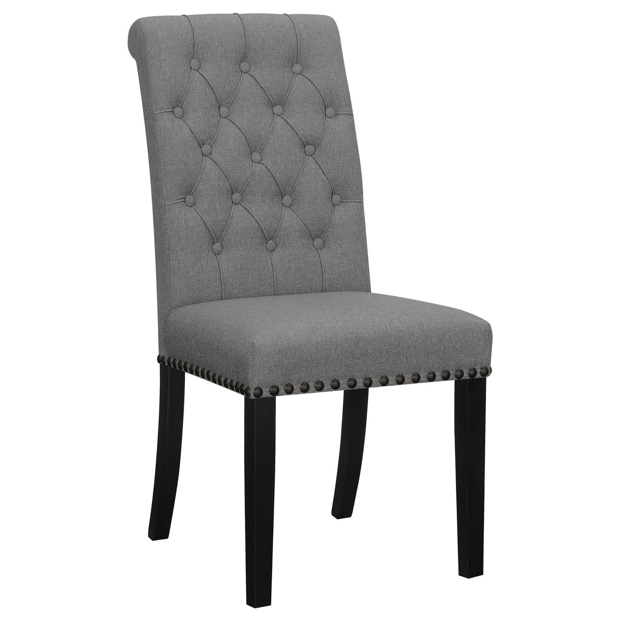 Grey and Rustic Espresso Tufted Side Chairs (Set of 2)