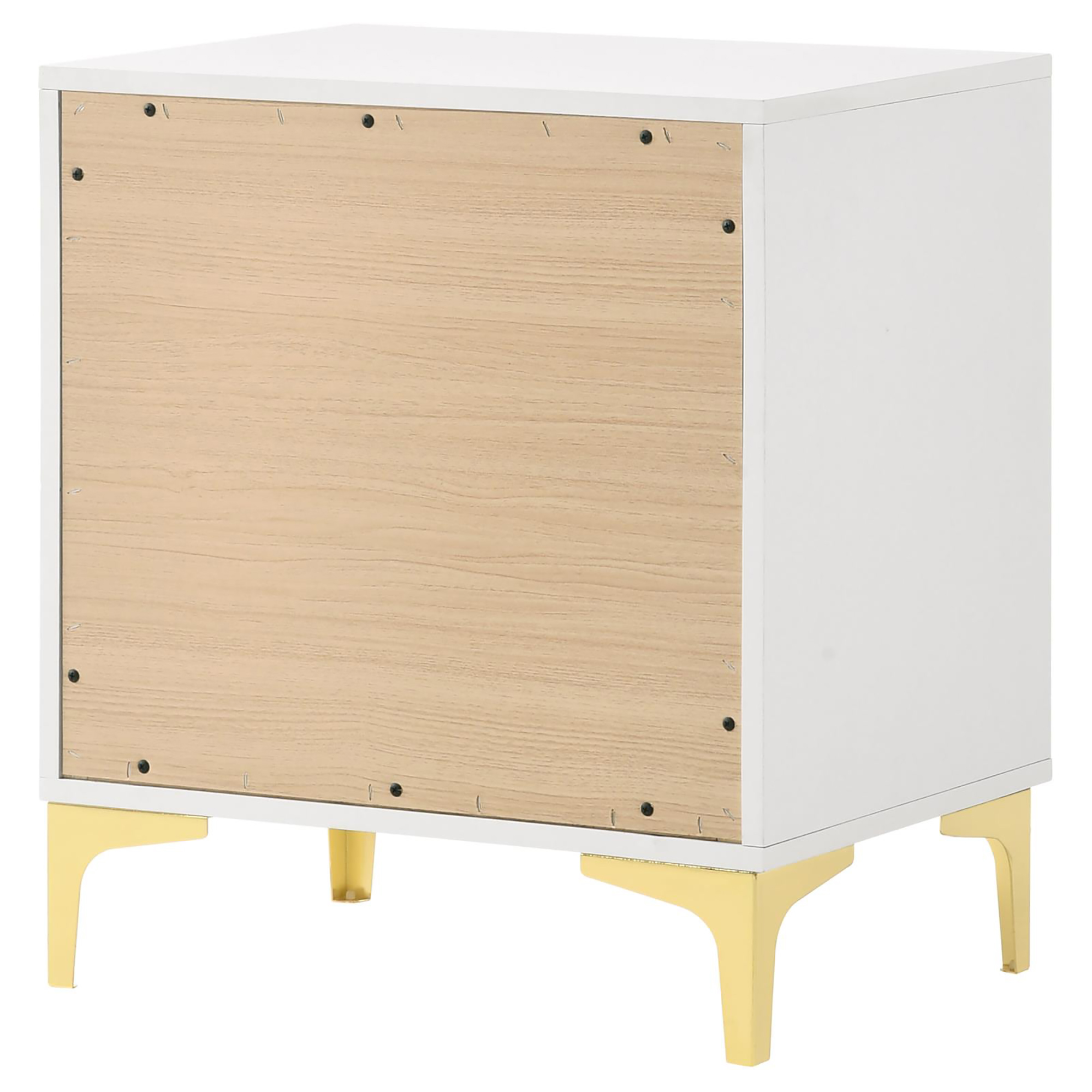 White and Gold 2-Drawer Rectangular Nightstand