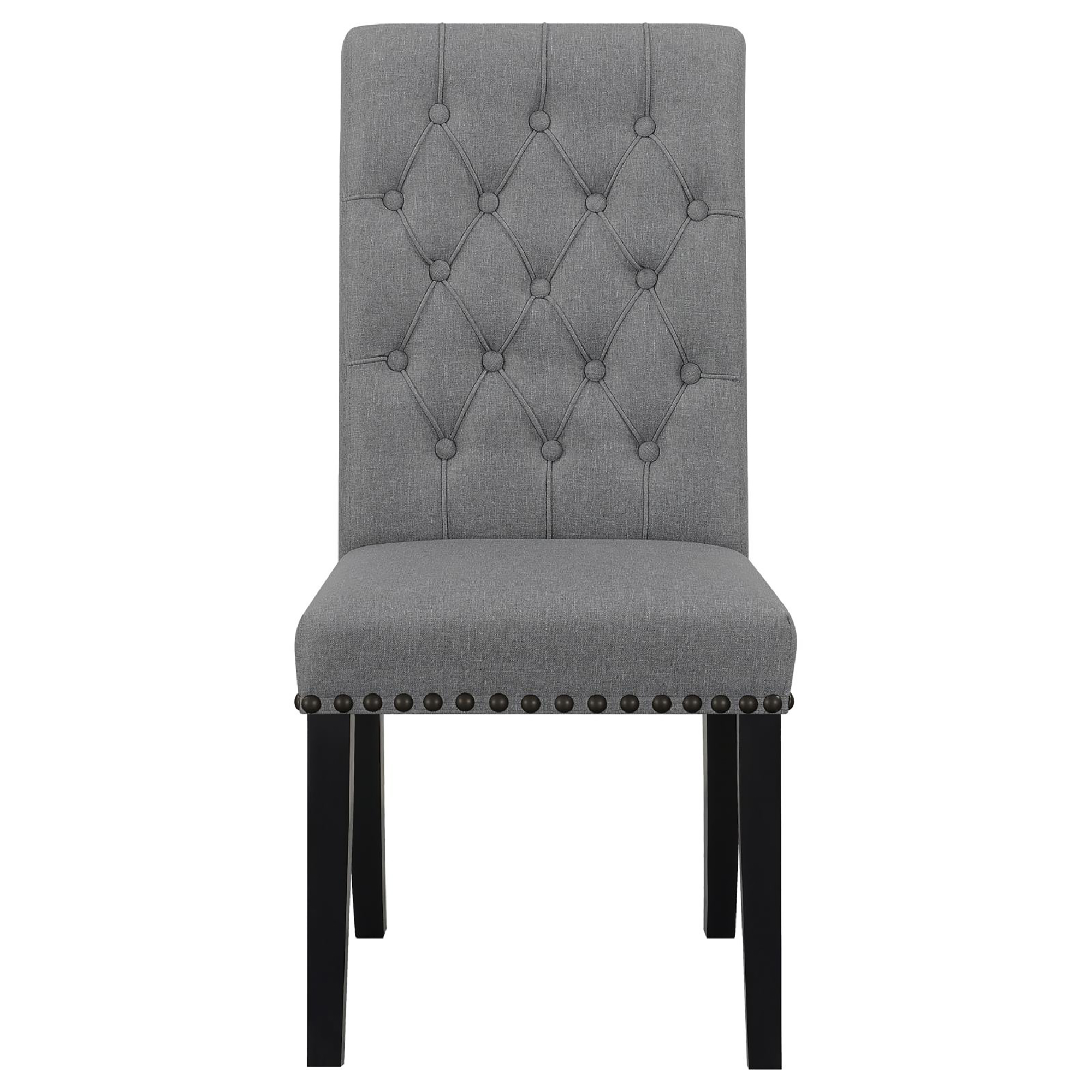 Grey and Rustic Espresso Tufted Side Chairs (Set of 2)