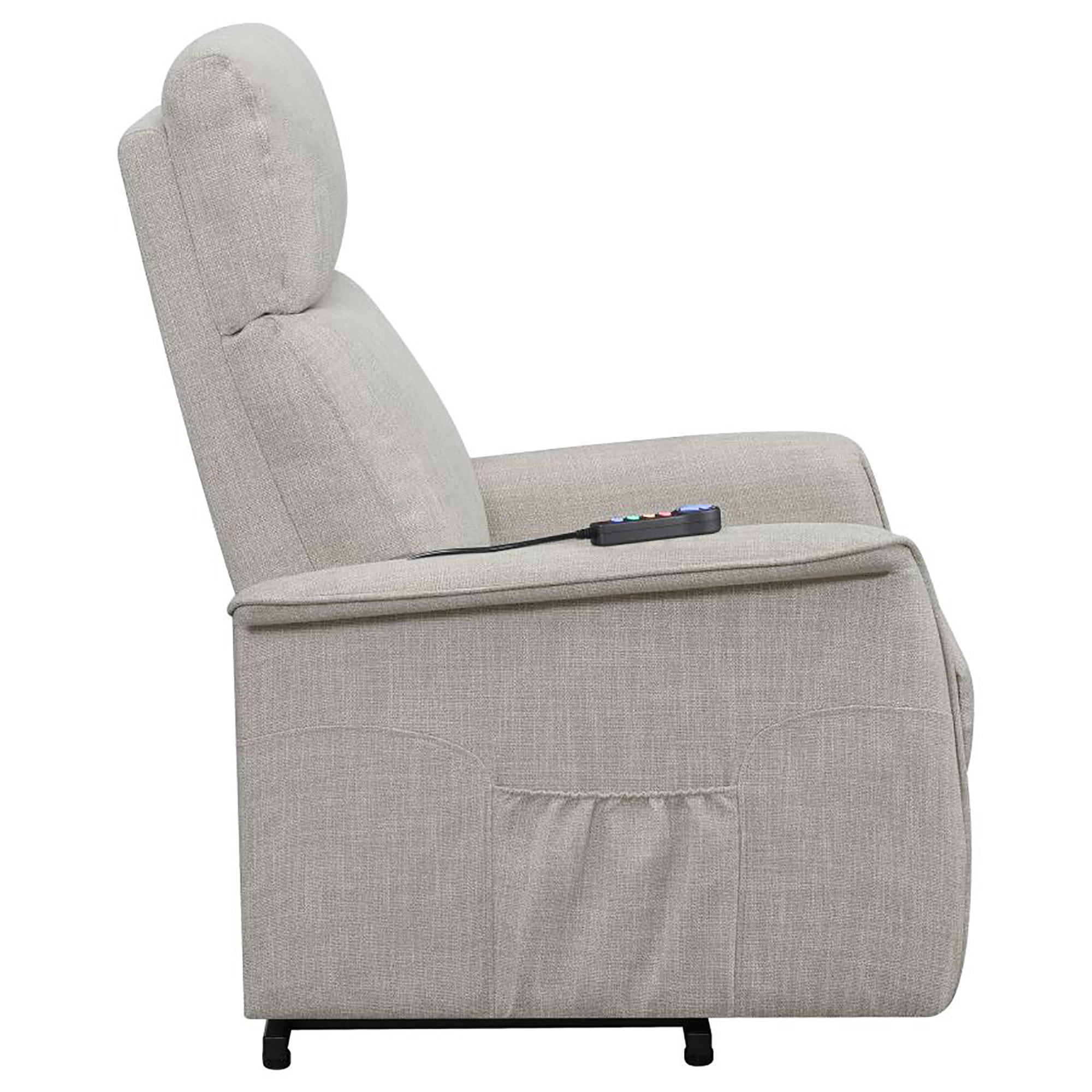 Beige Upholstered Power Lift Recliner with Wired Remote