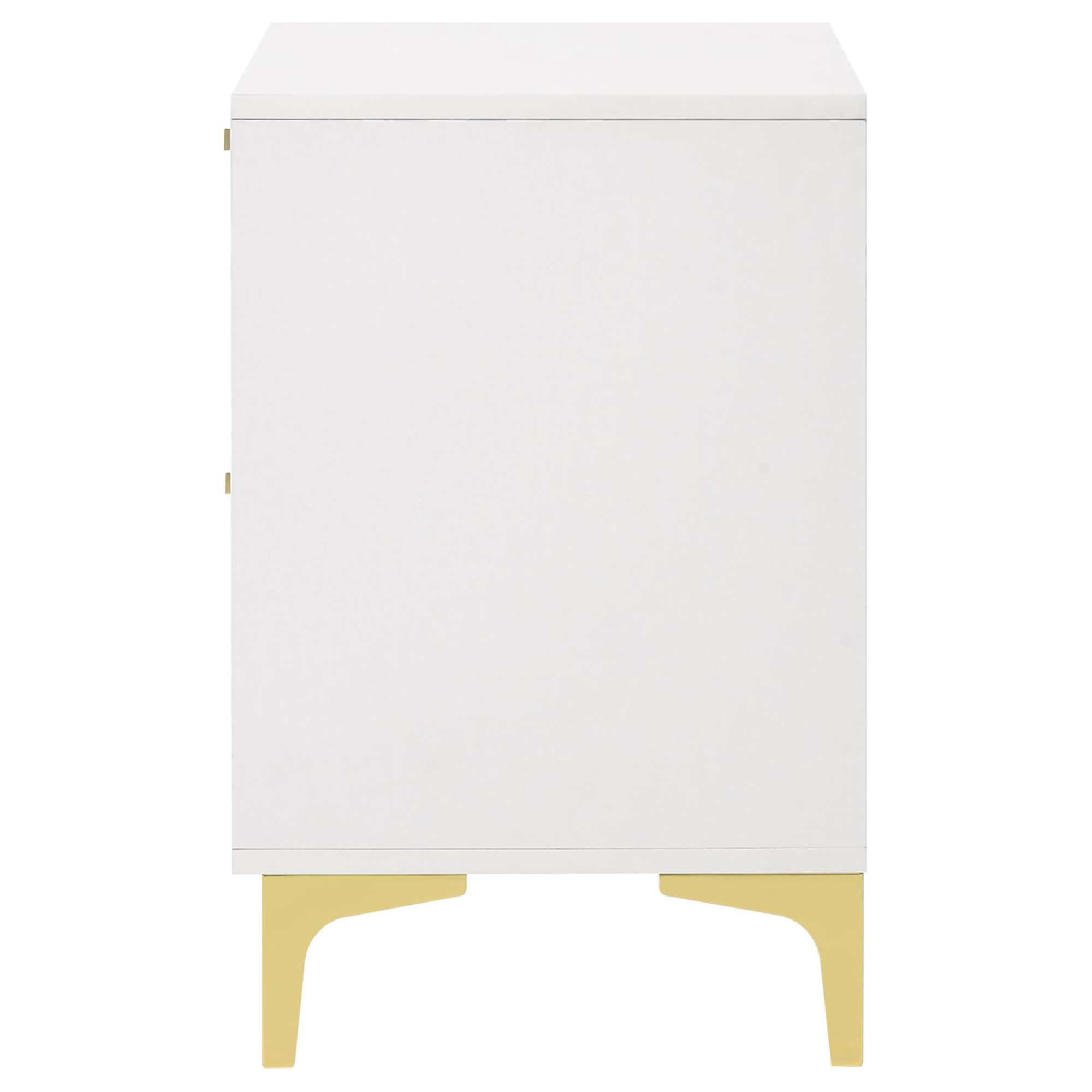 White and Gold 2-Drawer Rectangular Nightstand