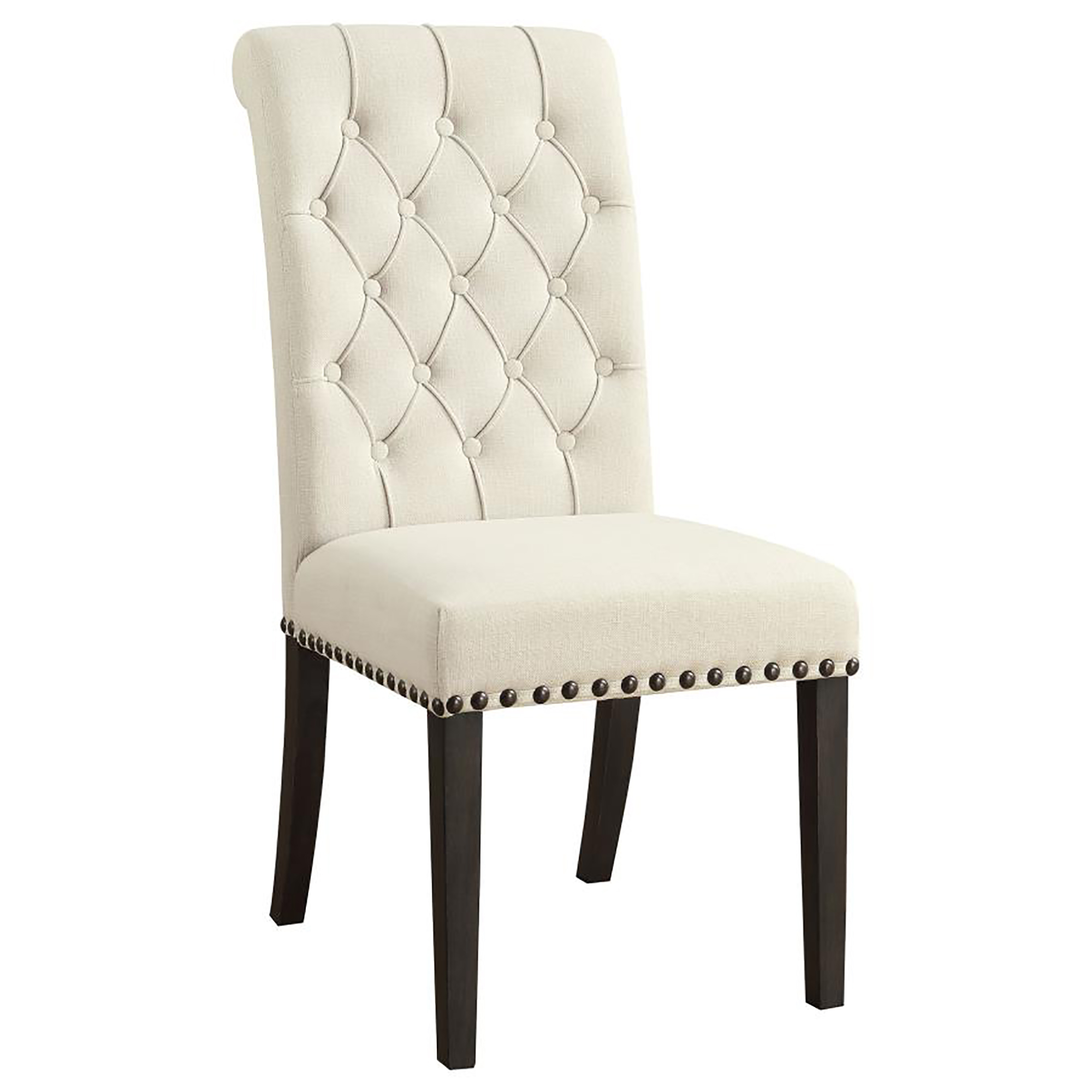 Beige and Smokey Black Tufted Side Chairs (Set of 2)