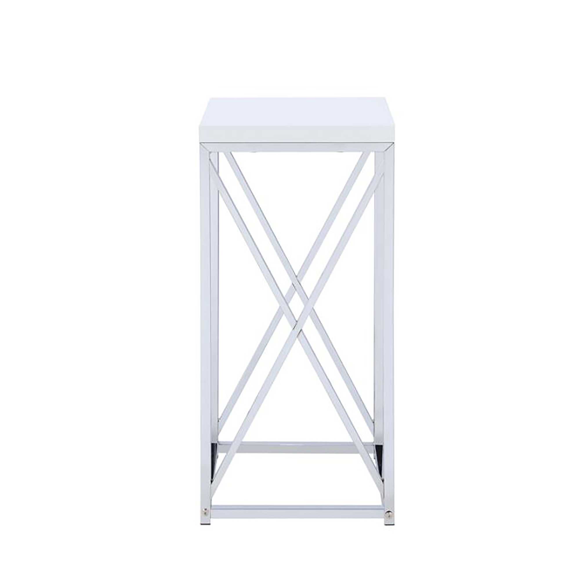 Glossy White and Chrome Accent Table