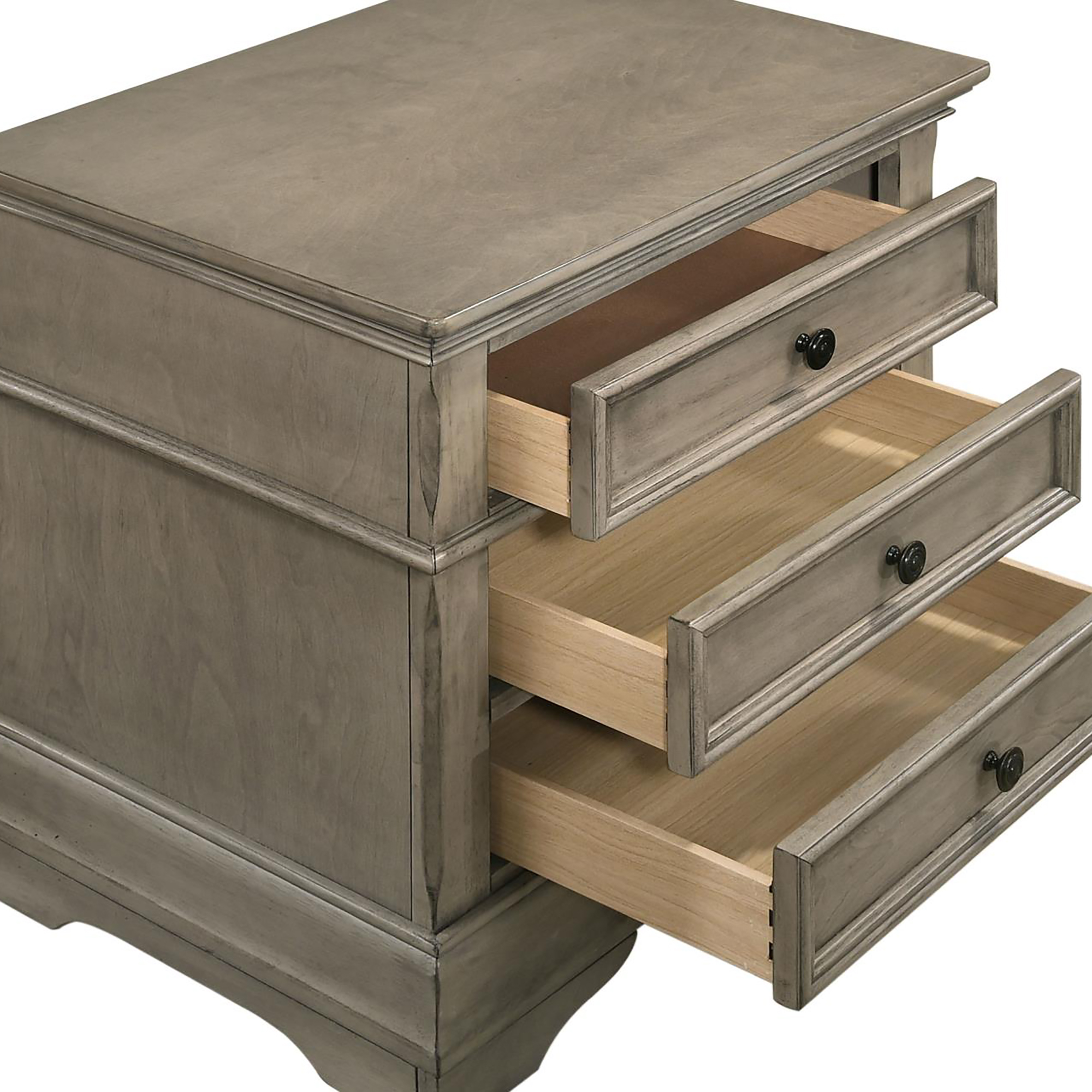 Wheat Rectangular 3-Drawer Nightstand