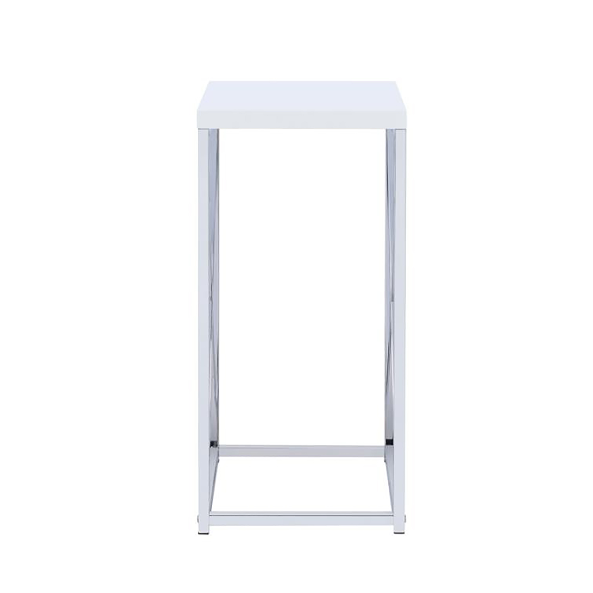 Glossy White and Chrome Accent Table