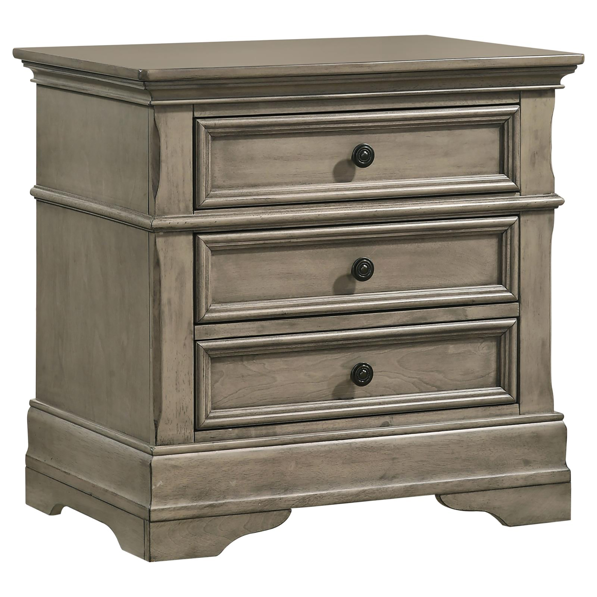 Wheat Rectangular 3-Drawer Nightstand