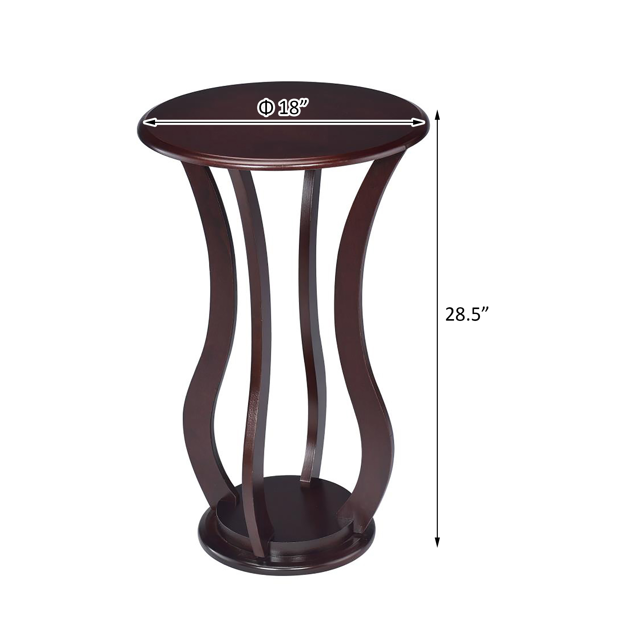 Cherry Round Accent Table with Faux Marble Top