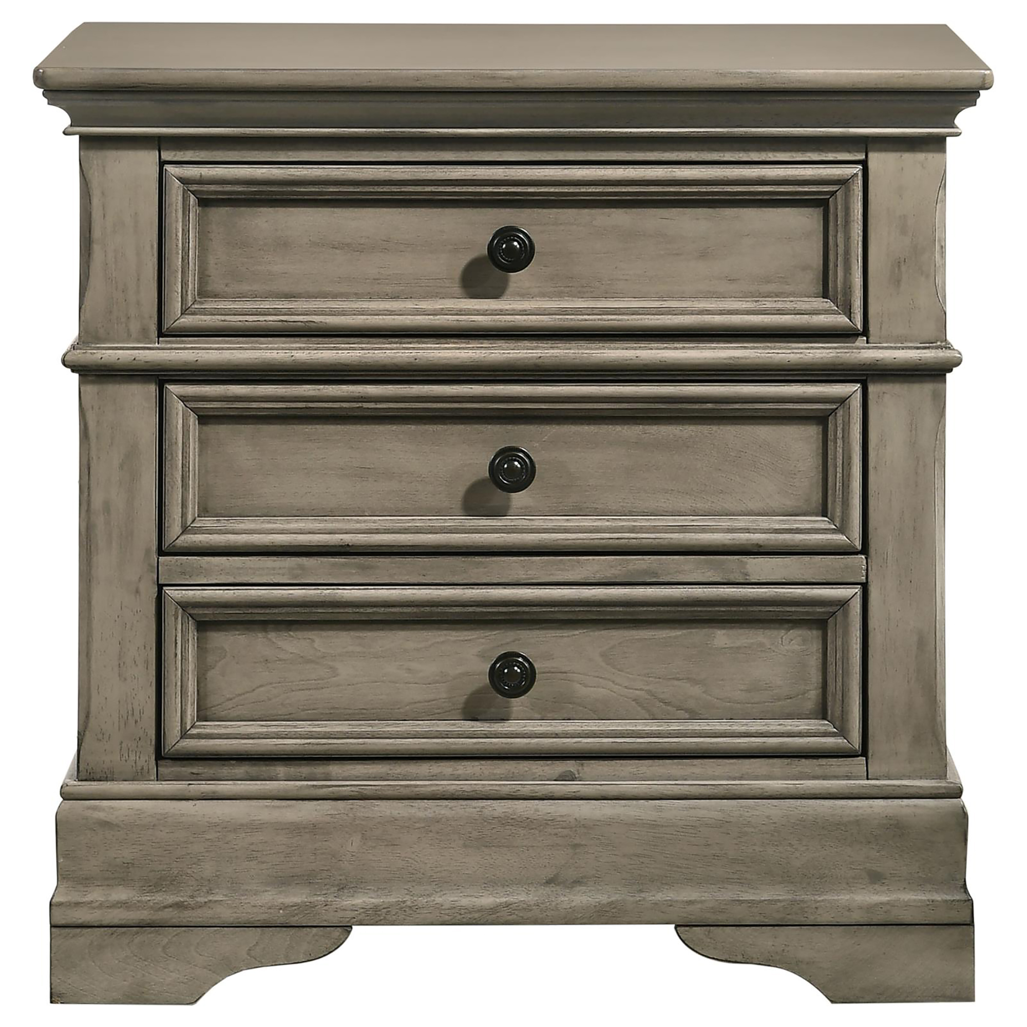 Wheat Rectangular 3-Drawer Nightstand