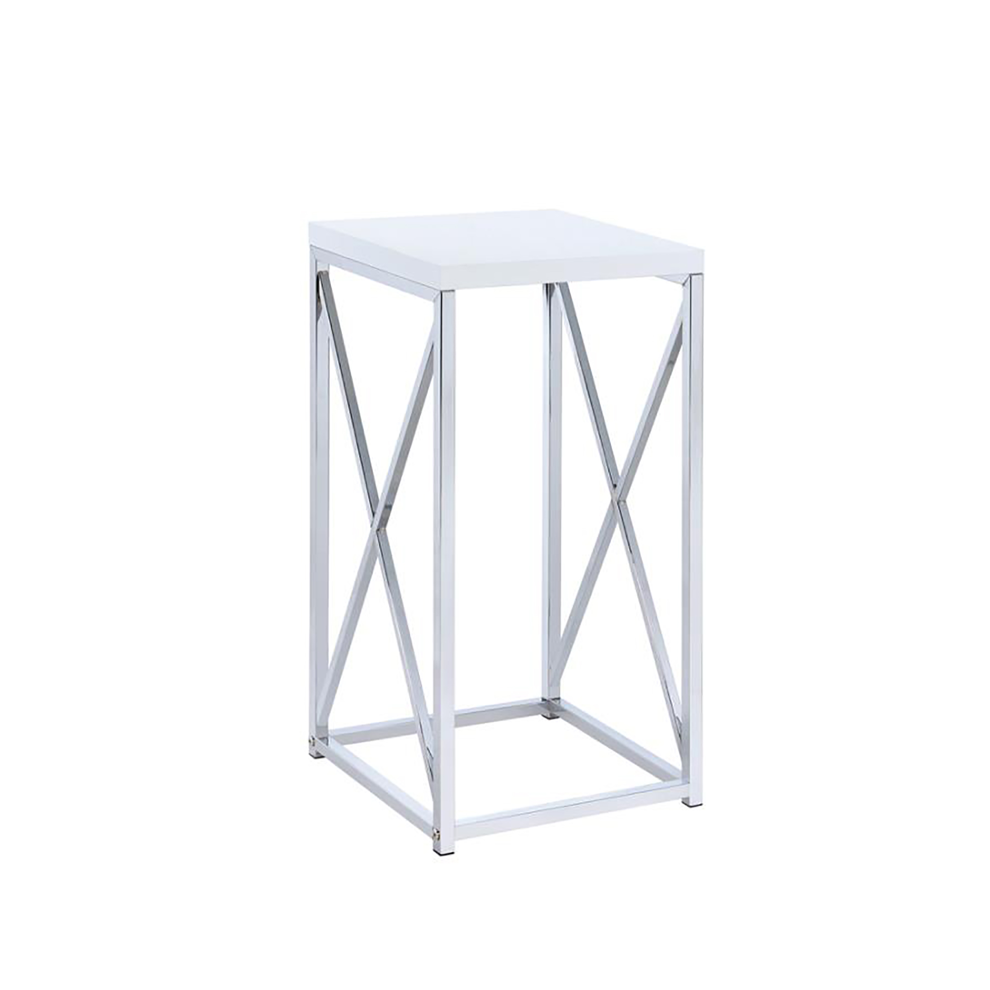 Glossy White and Chrome Accent Table